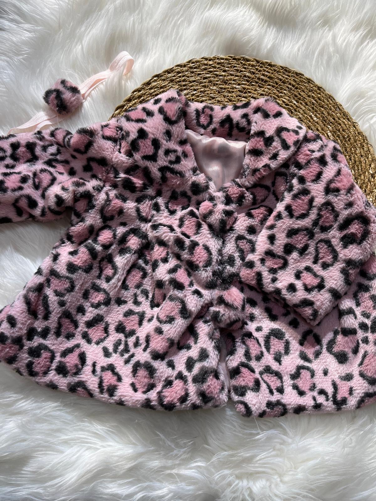  LEOPAR DESENLİ ANGORA PELUŞ KIZ BEBEK BANDANALI