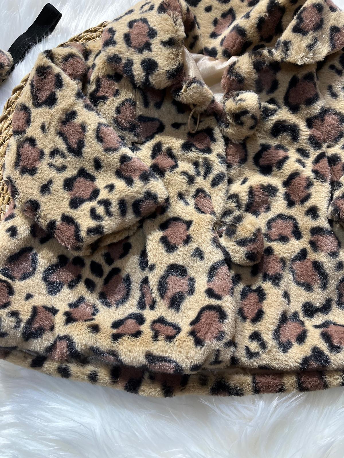   LEOPAR DESENLİ ANGORA PELUŞ KIZ BEBEK BANDANALI