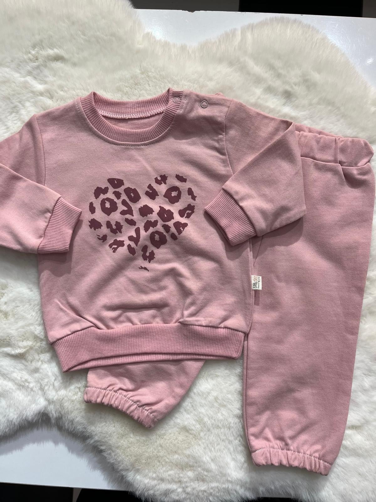  LEOPAR DESENLİ İKİ İPLİK KIZ BEBEK İKİLİ TAKIM
