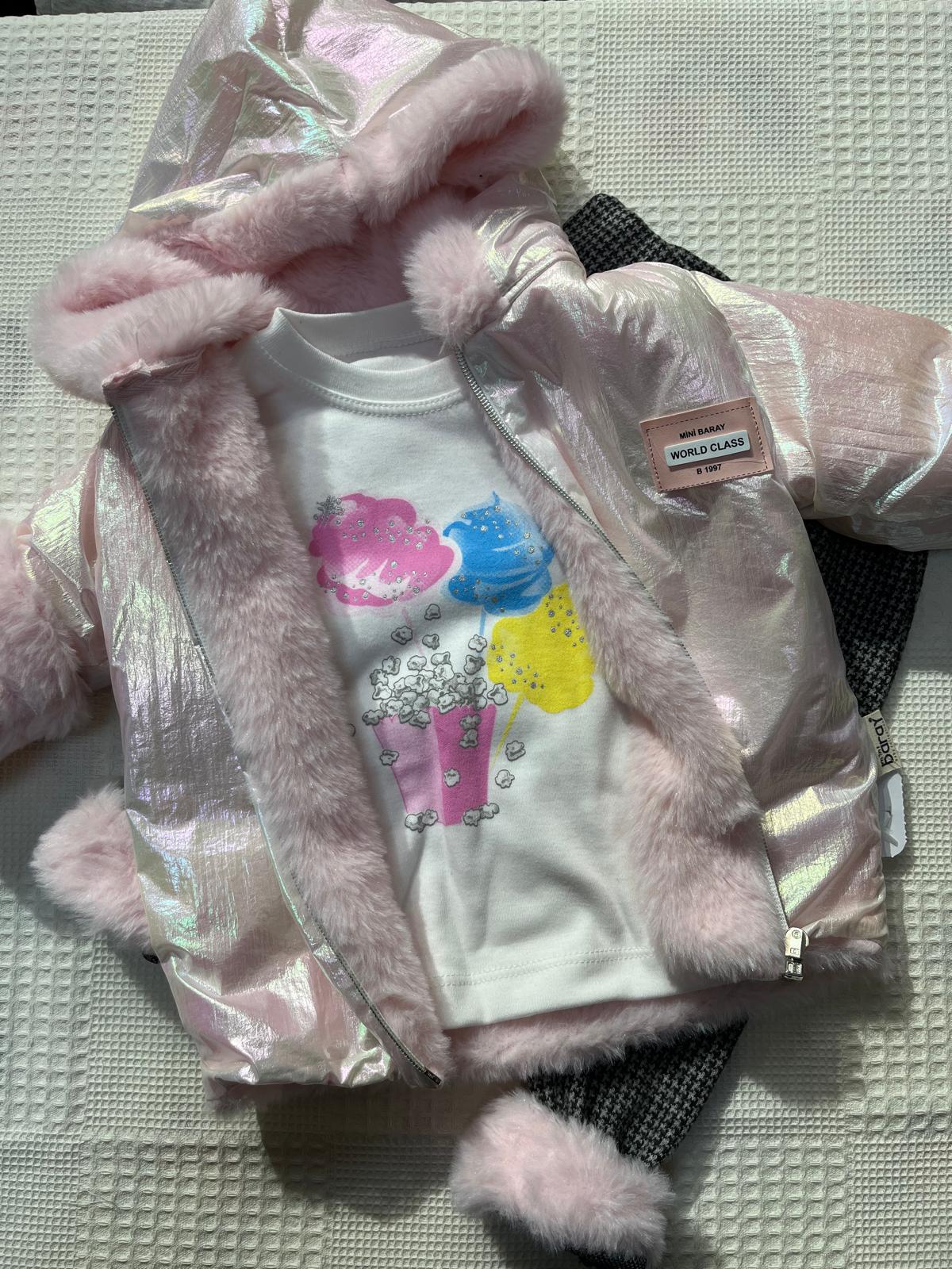  PARLAK CEKETLİ İÇ KISMI PELUŞ KIZ BEBEK ÜÇLÜ TAKIM