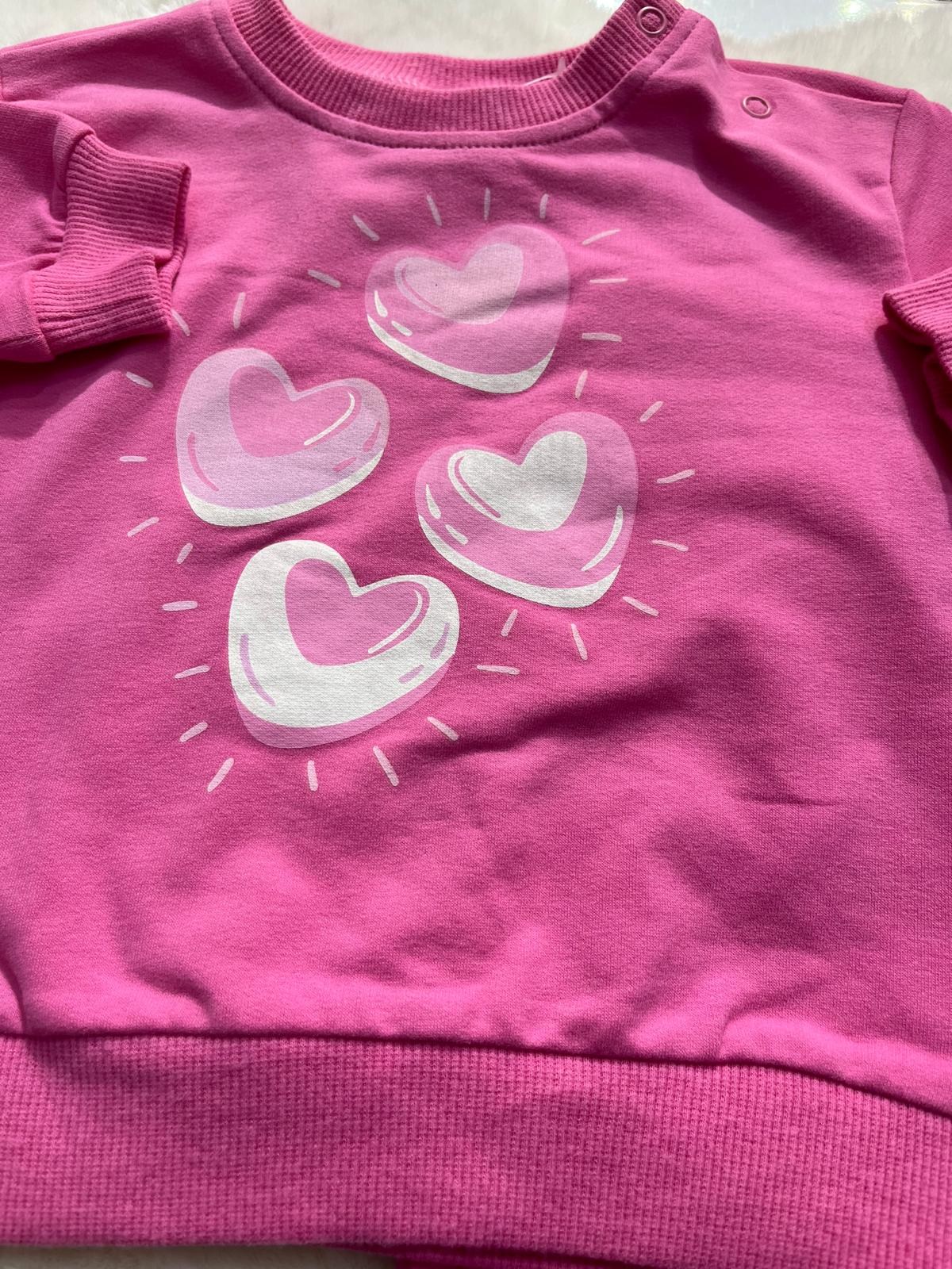  pembe desenli ikili kız bebek takım
