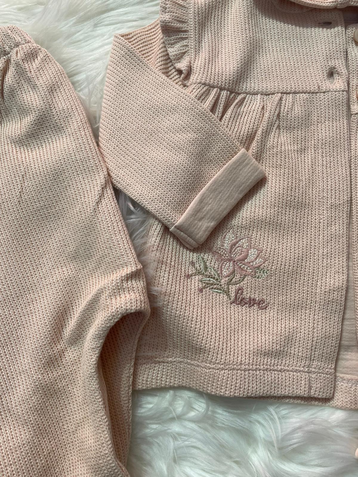 BEBEK CARAMEL BEBE ÇİÇEK DETAYLI FİTİLLİ 3'LÜ TAKIM