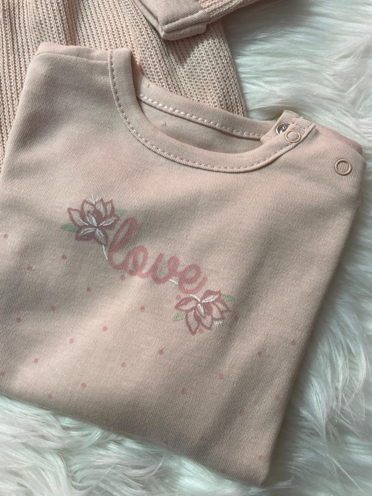 BEBEK CARAMEL BEBE ÇİÇEK DETAYLI FİTİLLİ 3'LÜ TAKIM