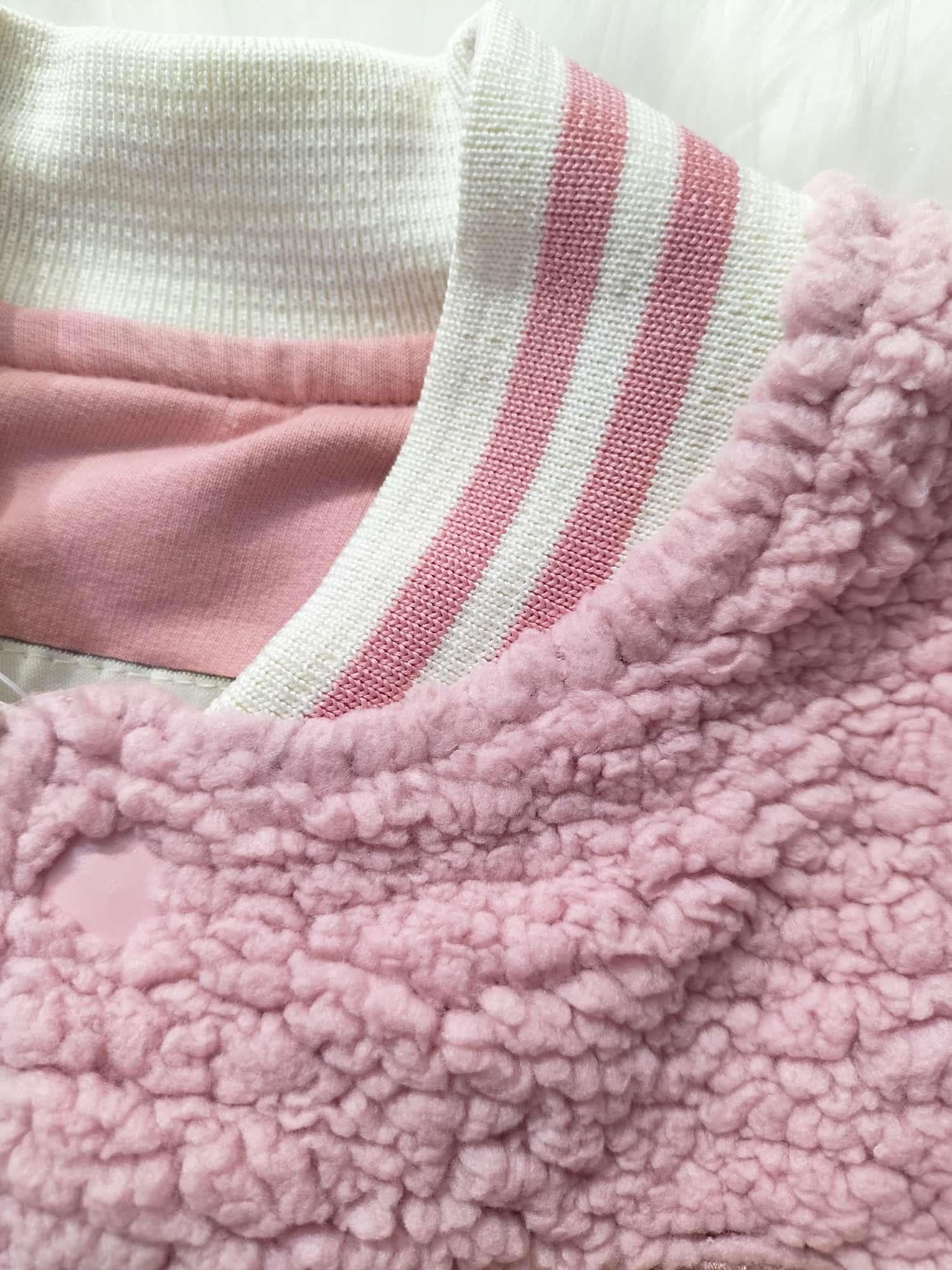 ÇOCUK HARİBO MARKA LİSANSLI PEMBE AYICIK DESENLİ ARKASI PELUŞ KOLEJ CEKET