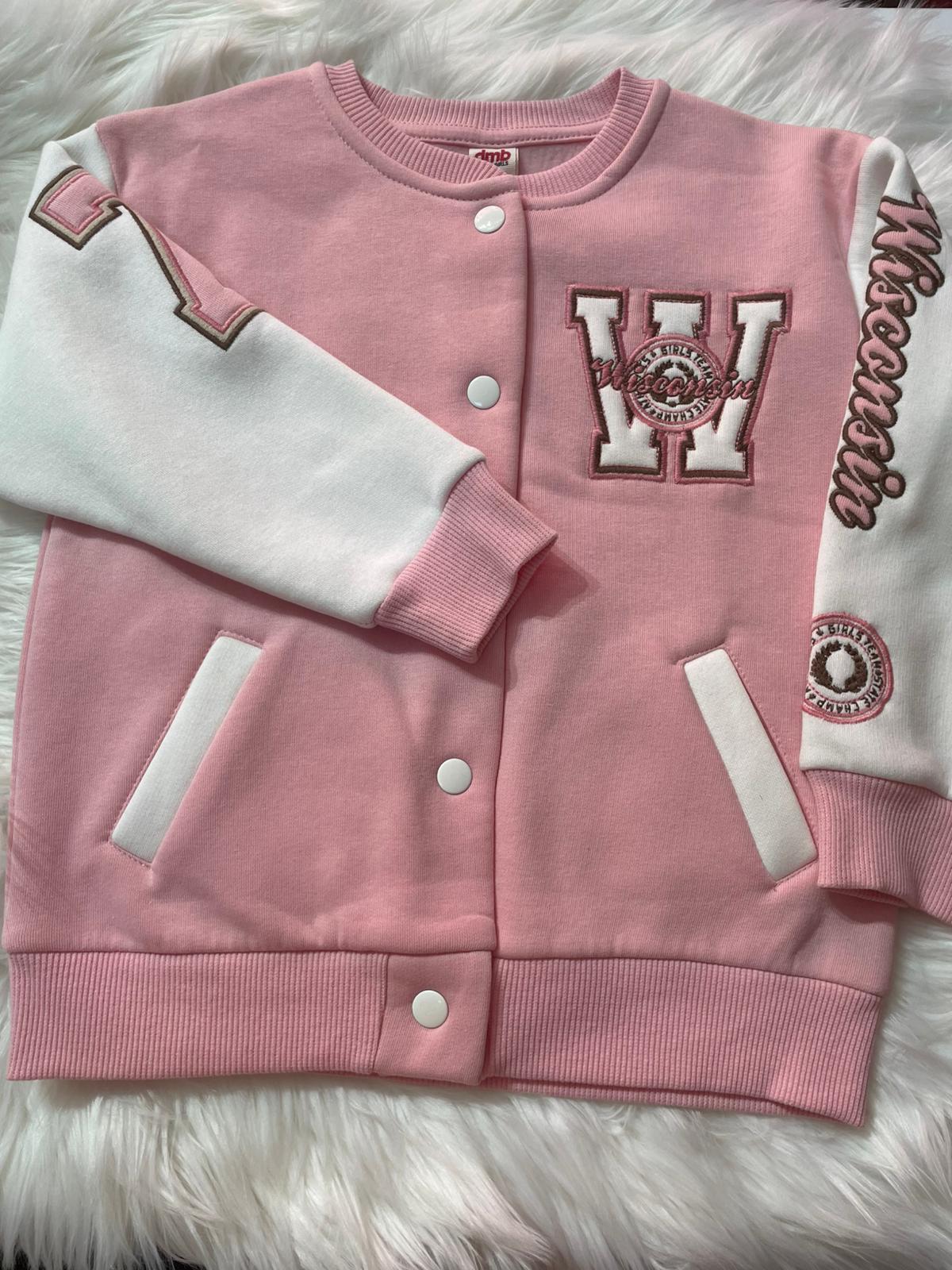 ÇOCUK PEMBE 3 İPLİK ŞARDONLU KOLEJ CEKET