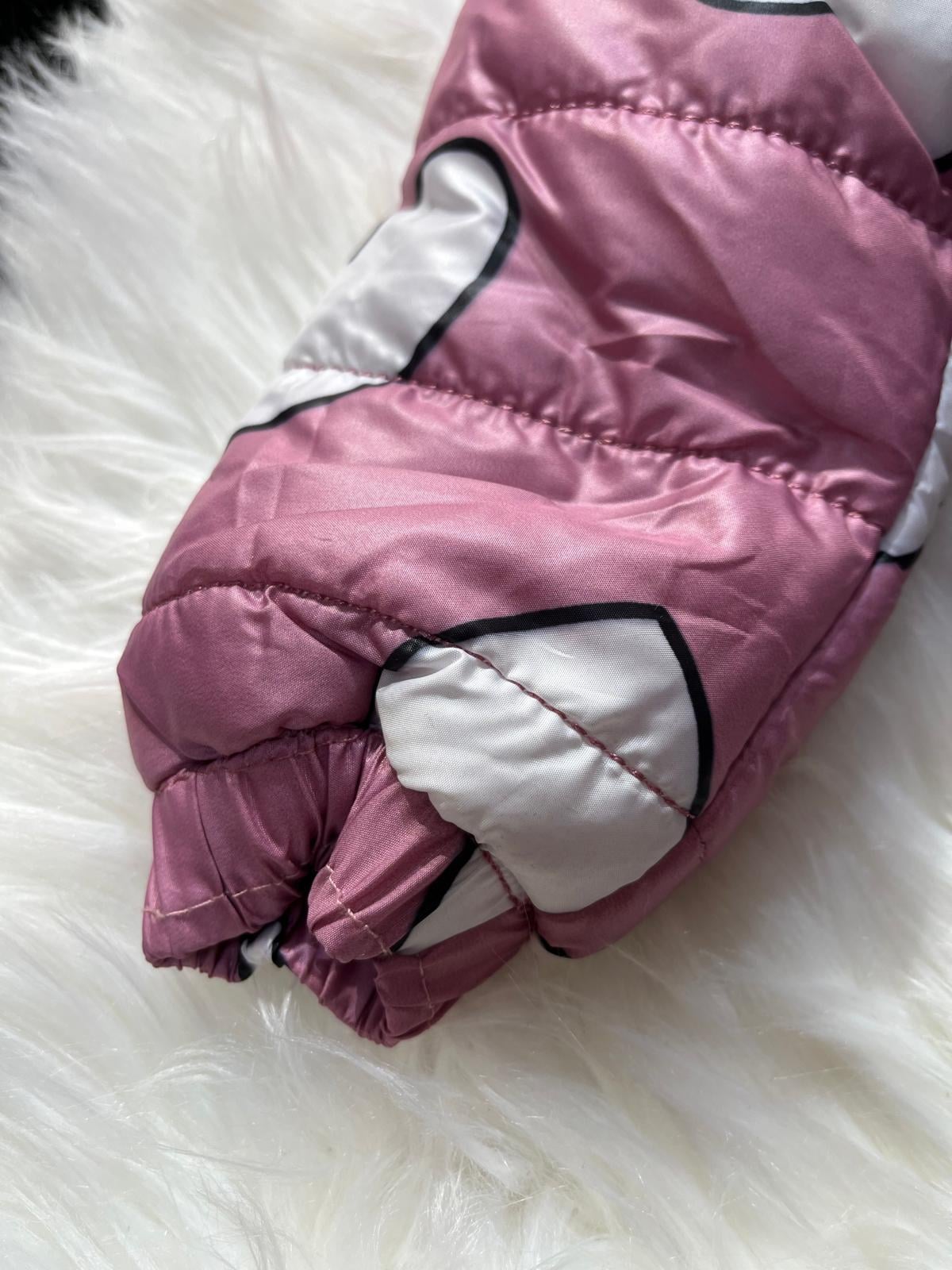 KALP DESENLİ PEMBE İÇ KISMI PELUŞ ASTRONOT KIZ ÇOCUK MONT