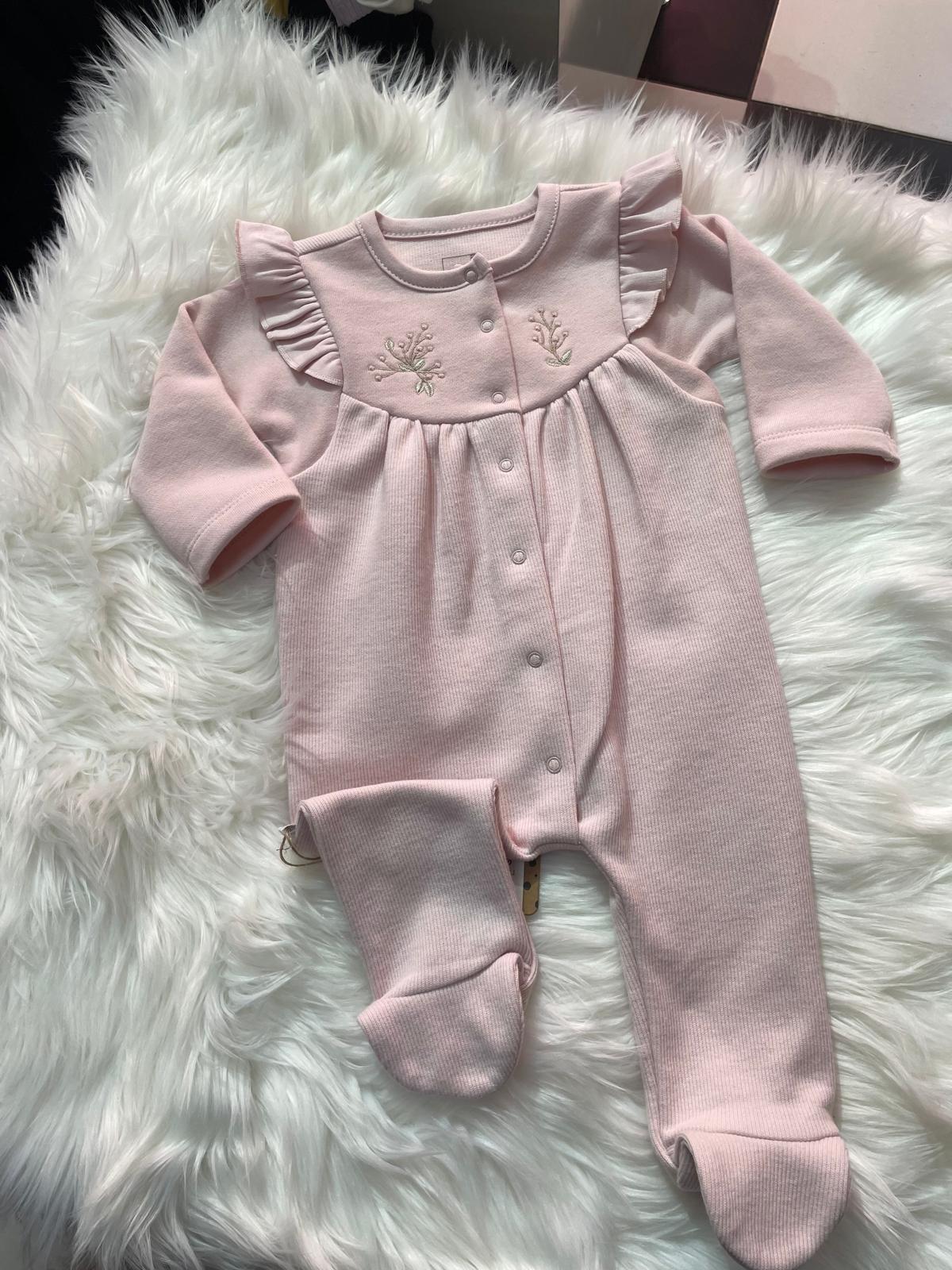 KIZ BEBEK PEMBE ÇİÇEK DETAYLI PATİKLİ TULUM