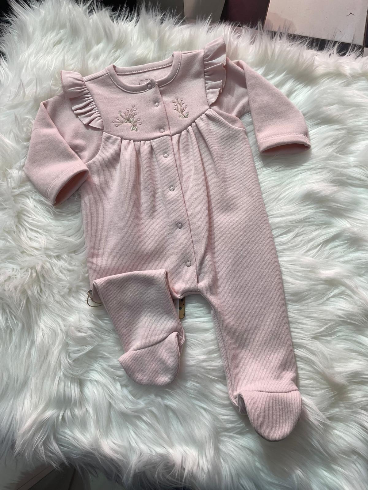 KIZ BEBEK PEMBE ÇİÇEK DETAYLI PATİKLİ TULUM
