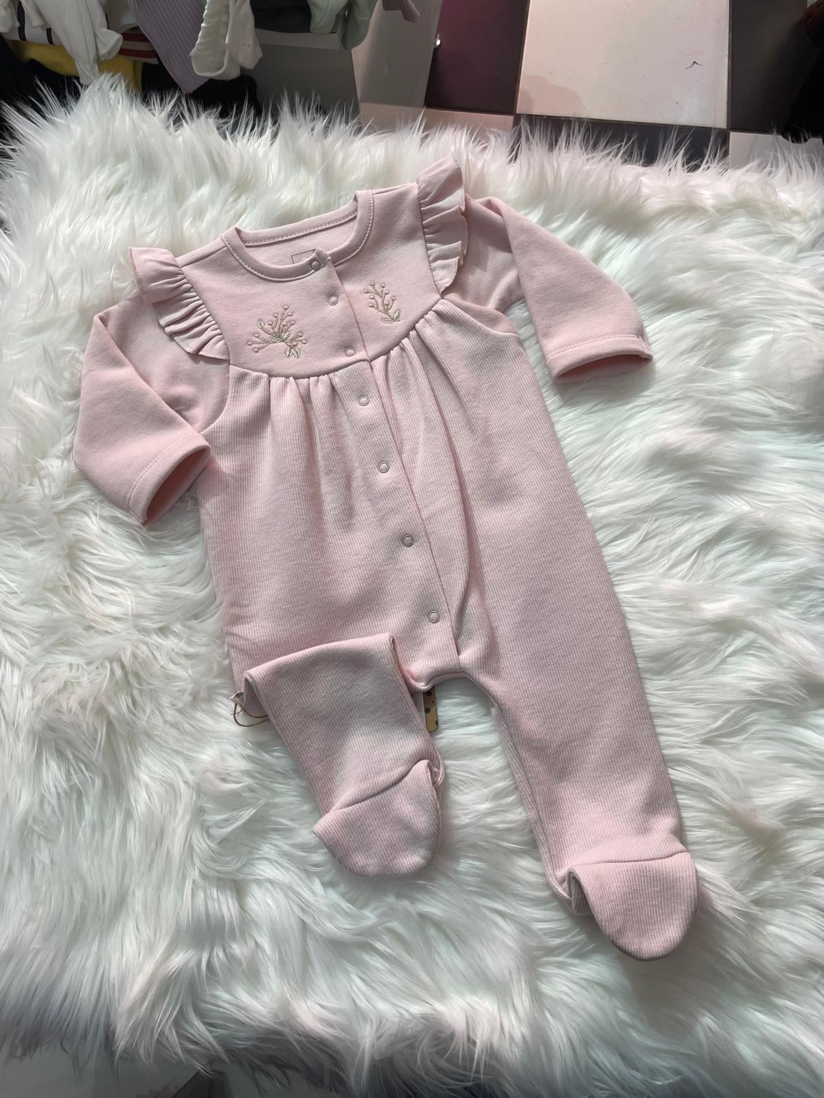 KIZ BEBEK PEMBE ÇİÇEK DETAYLI PATİKLİ TULUM
