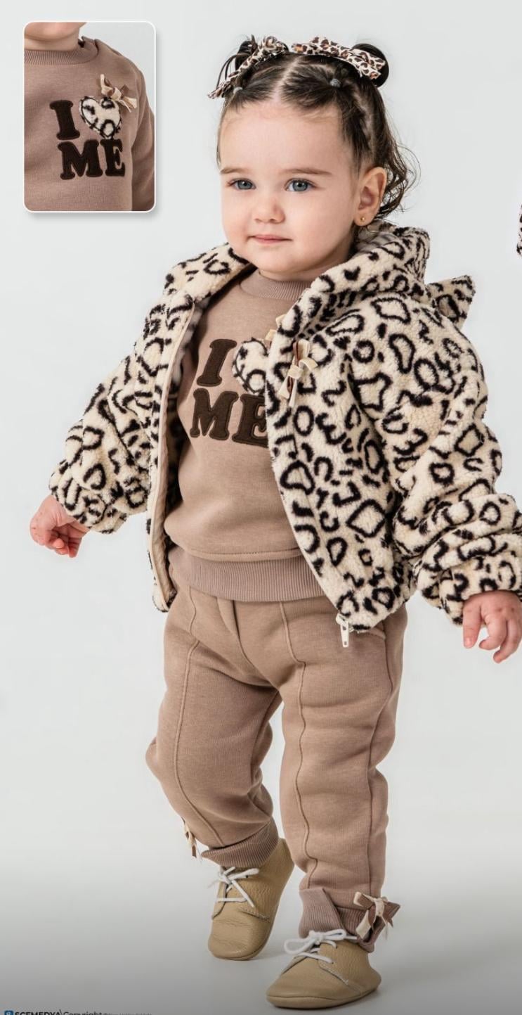 LEOPAR CEKETLİ İÇ KISMI ŞARDONLU BEBEK TAKIM