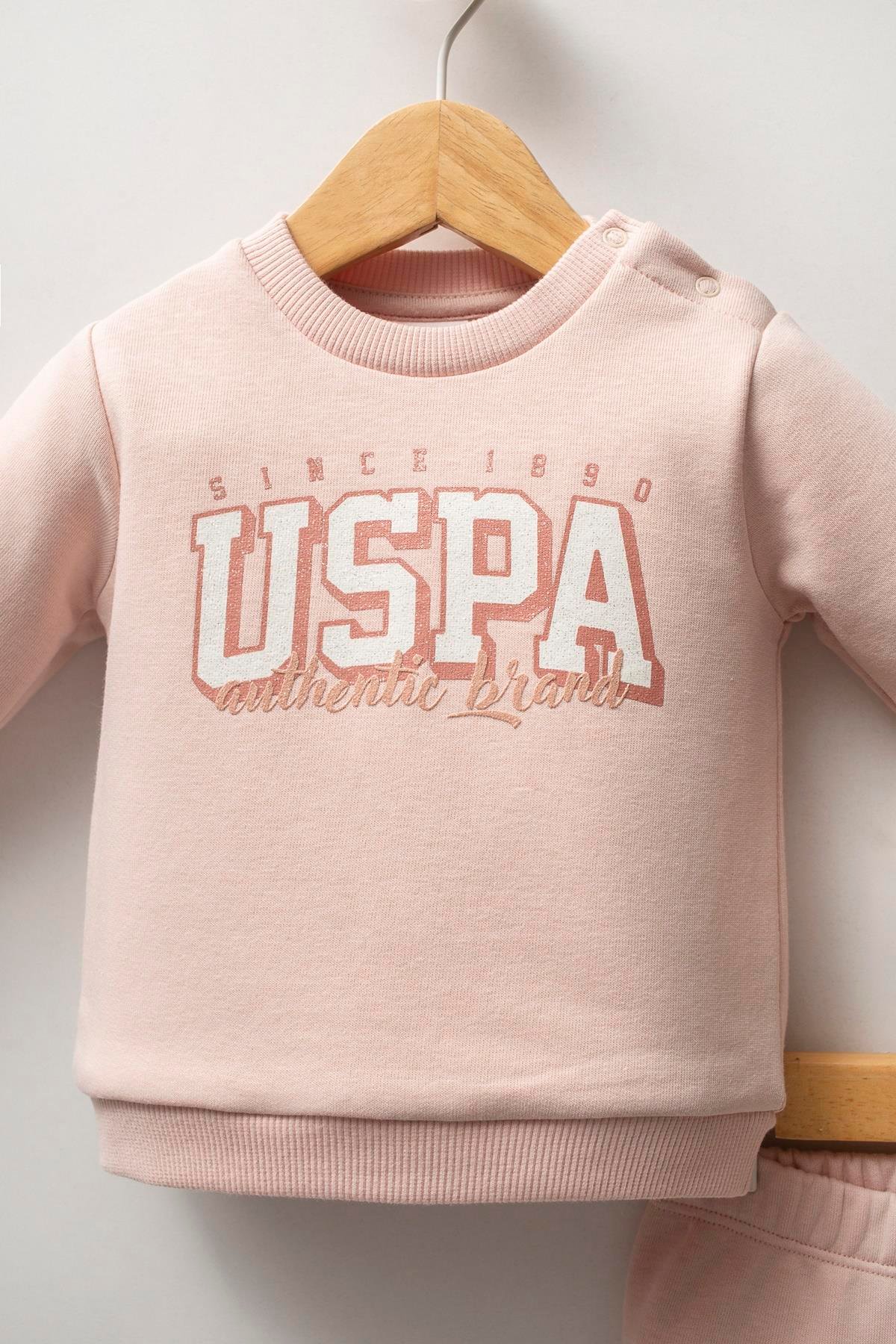 U.S POLO KIZ BEBEK ÇOCUK İKİLİ PEMBE PENYE TAKIM