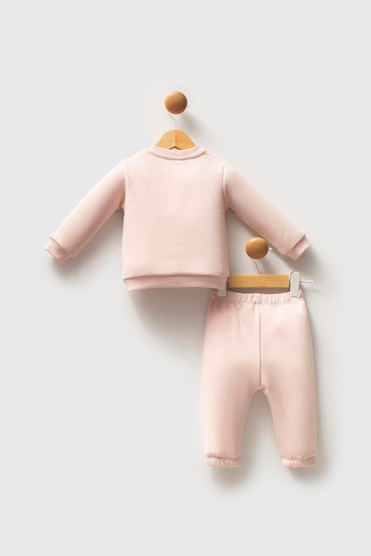 U.S POLO KIZ BEBEK ÇOCUK İKİLİ PEMBE PENYE TAKIM