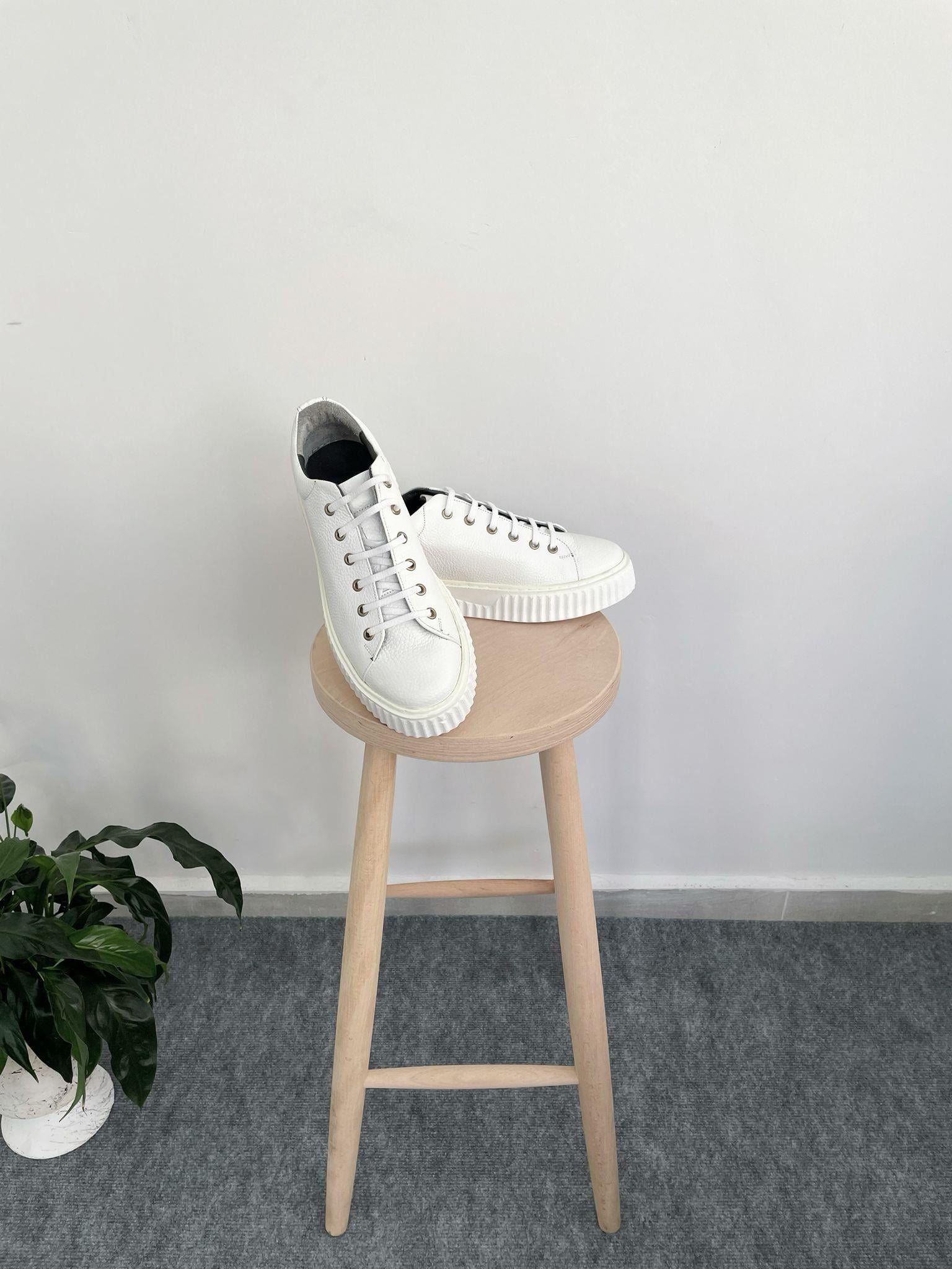 Erkek Deri Sneaker Ayakkabı Beyaz