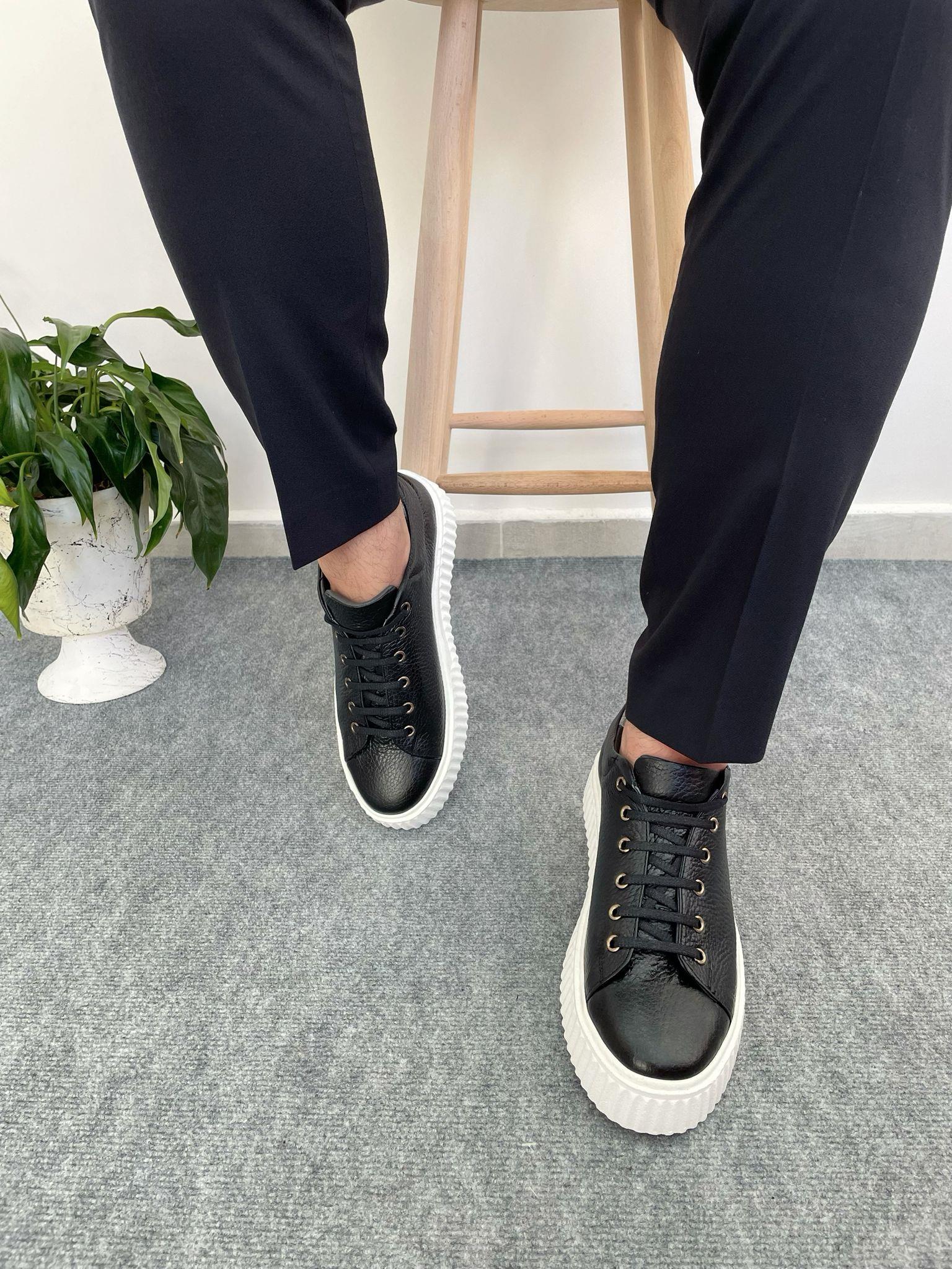 Erkek Deri Sneaker Ayakkabı Siyah