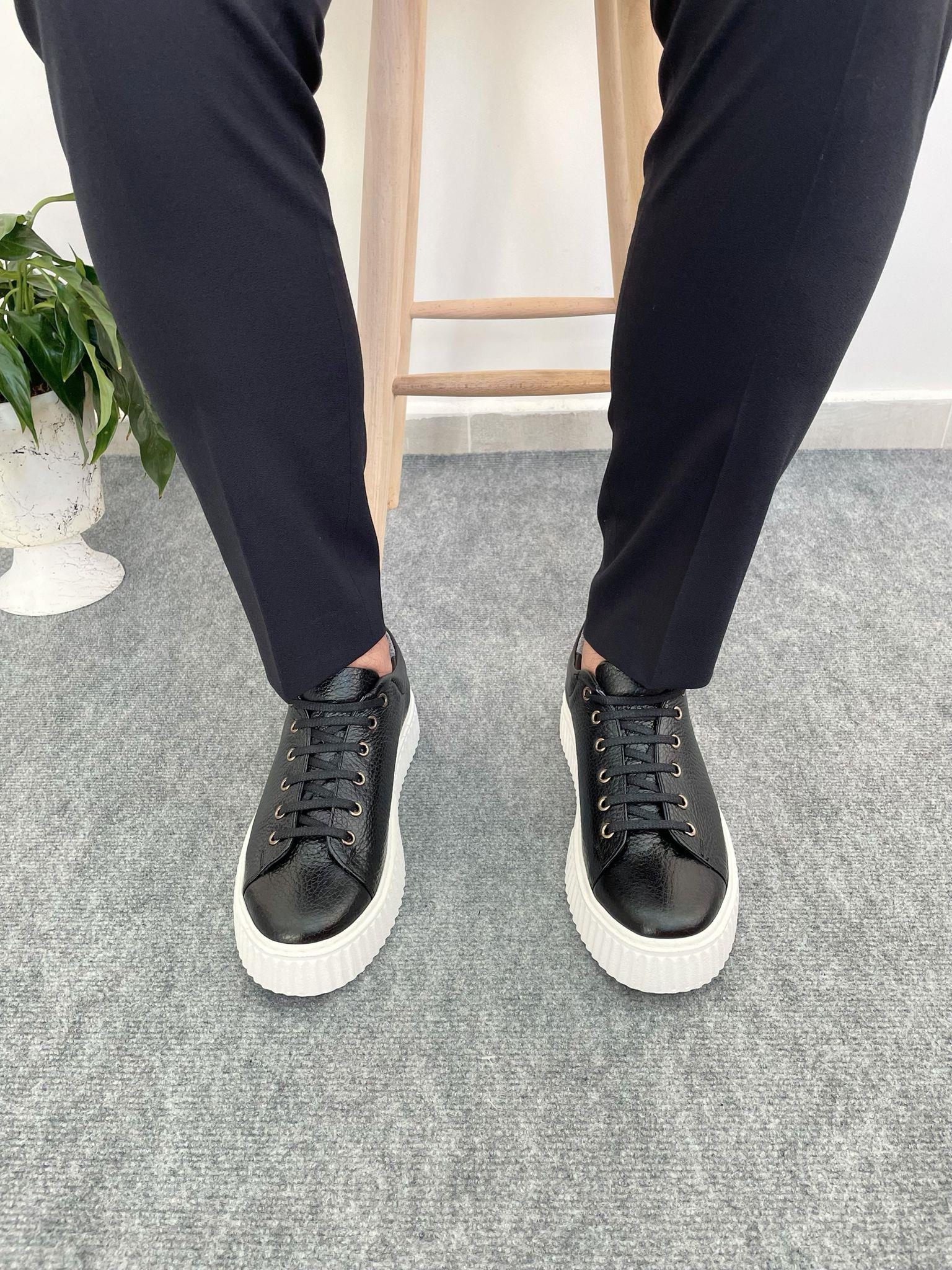 Erkek Deri Sneaker Ayakkabı Siyah