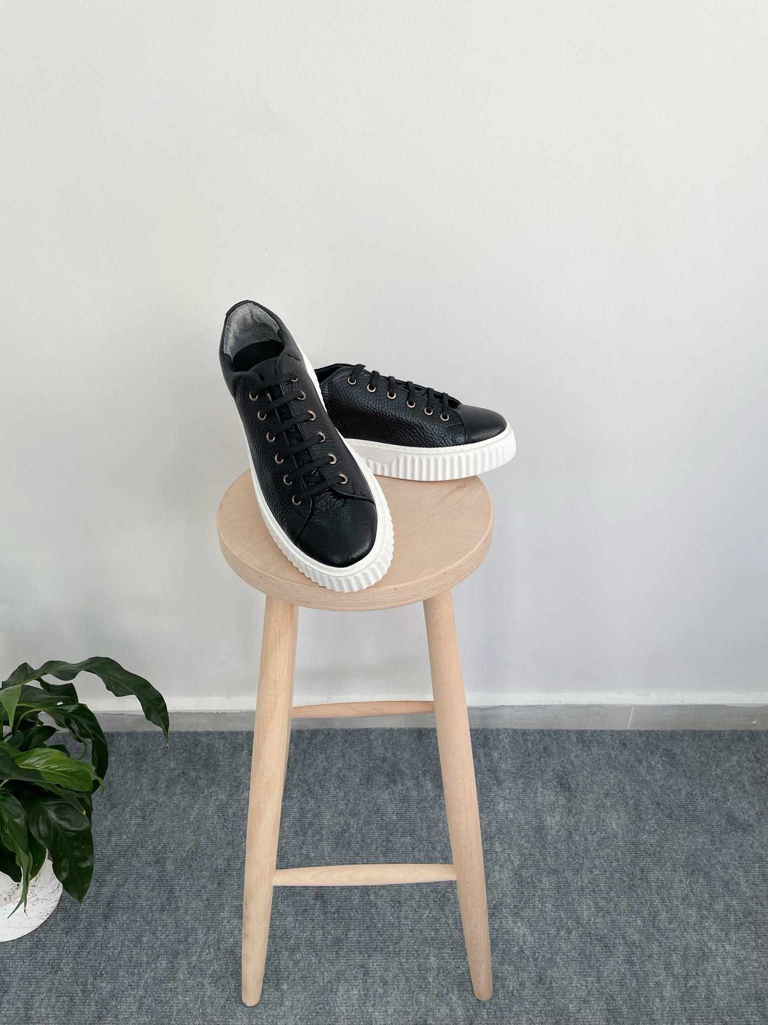 Erkek Deri Sneaker Ayakkabı Siyah