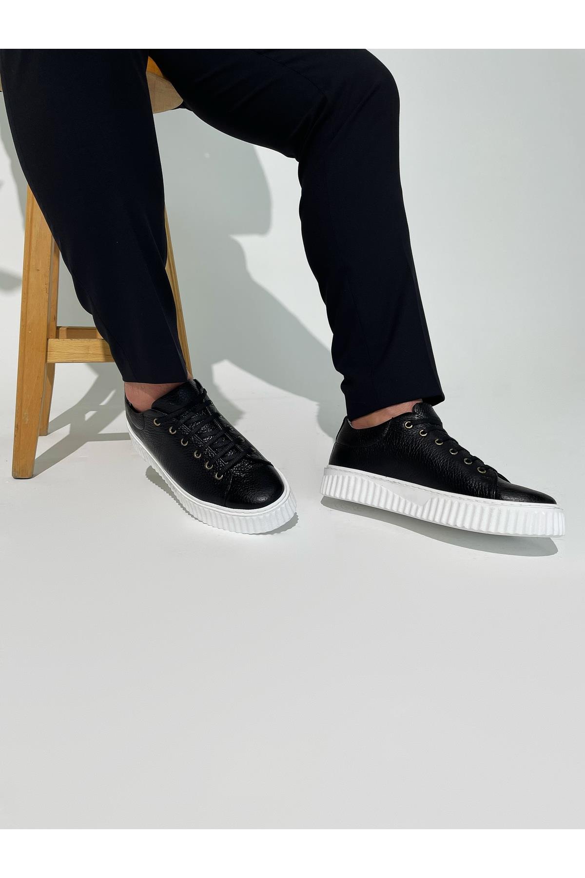 Erkek Deri Sneaker Ayakkabı Siyah