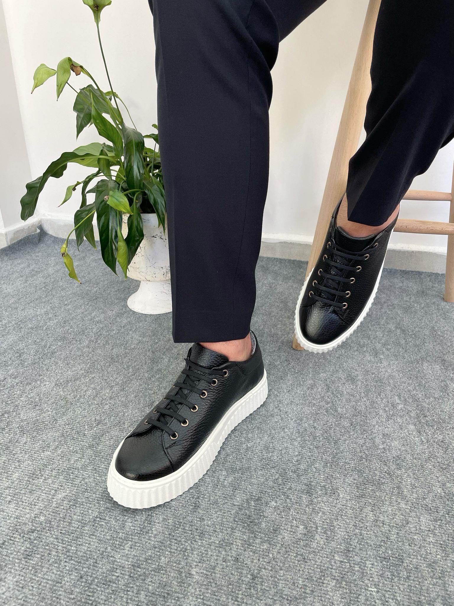 Erkek Deri Sneaker Ayakkabı Siyah