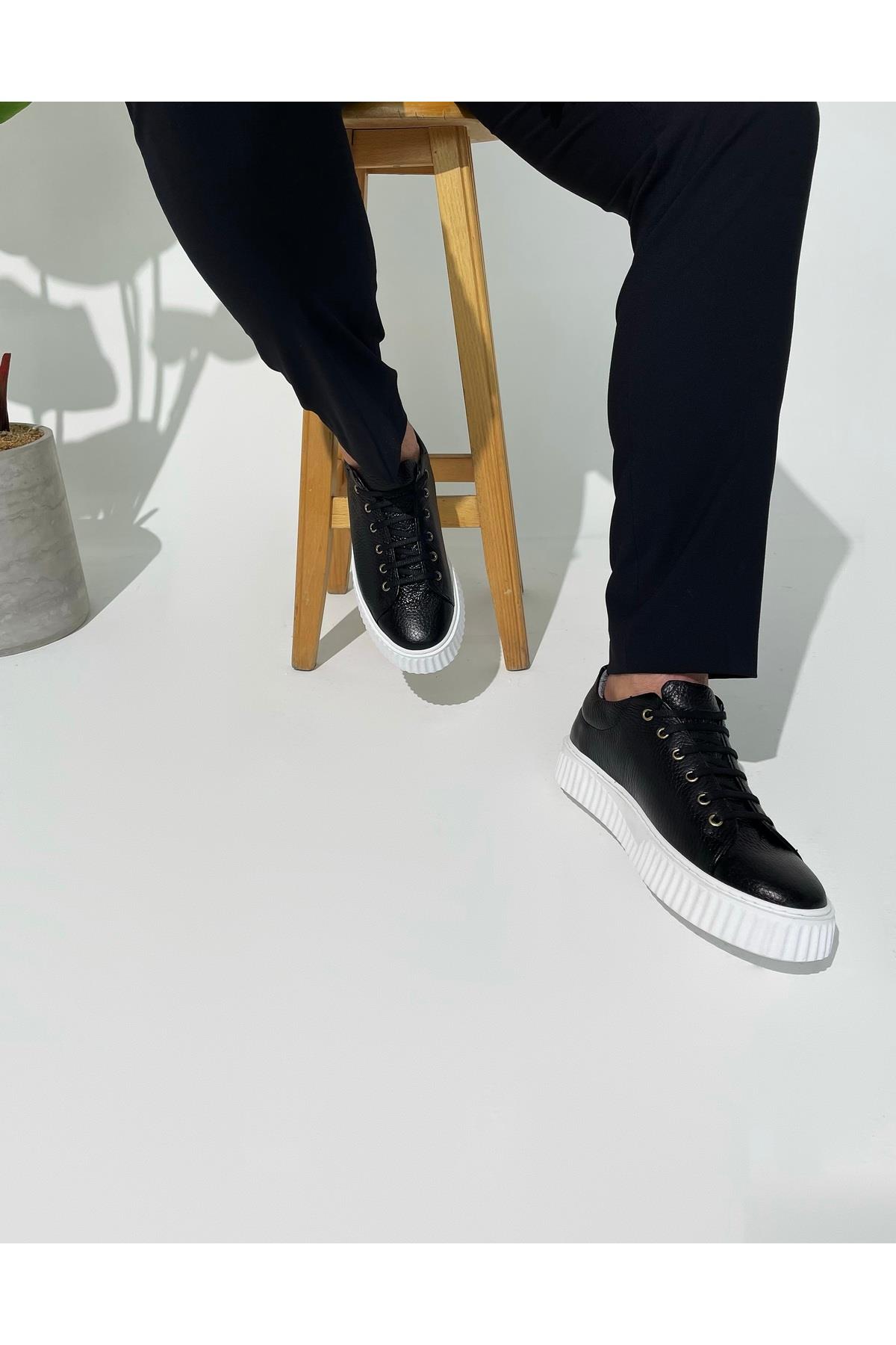 Erkek Deri Sneaker Ayakkabı Siyah