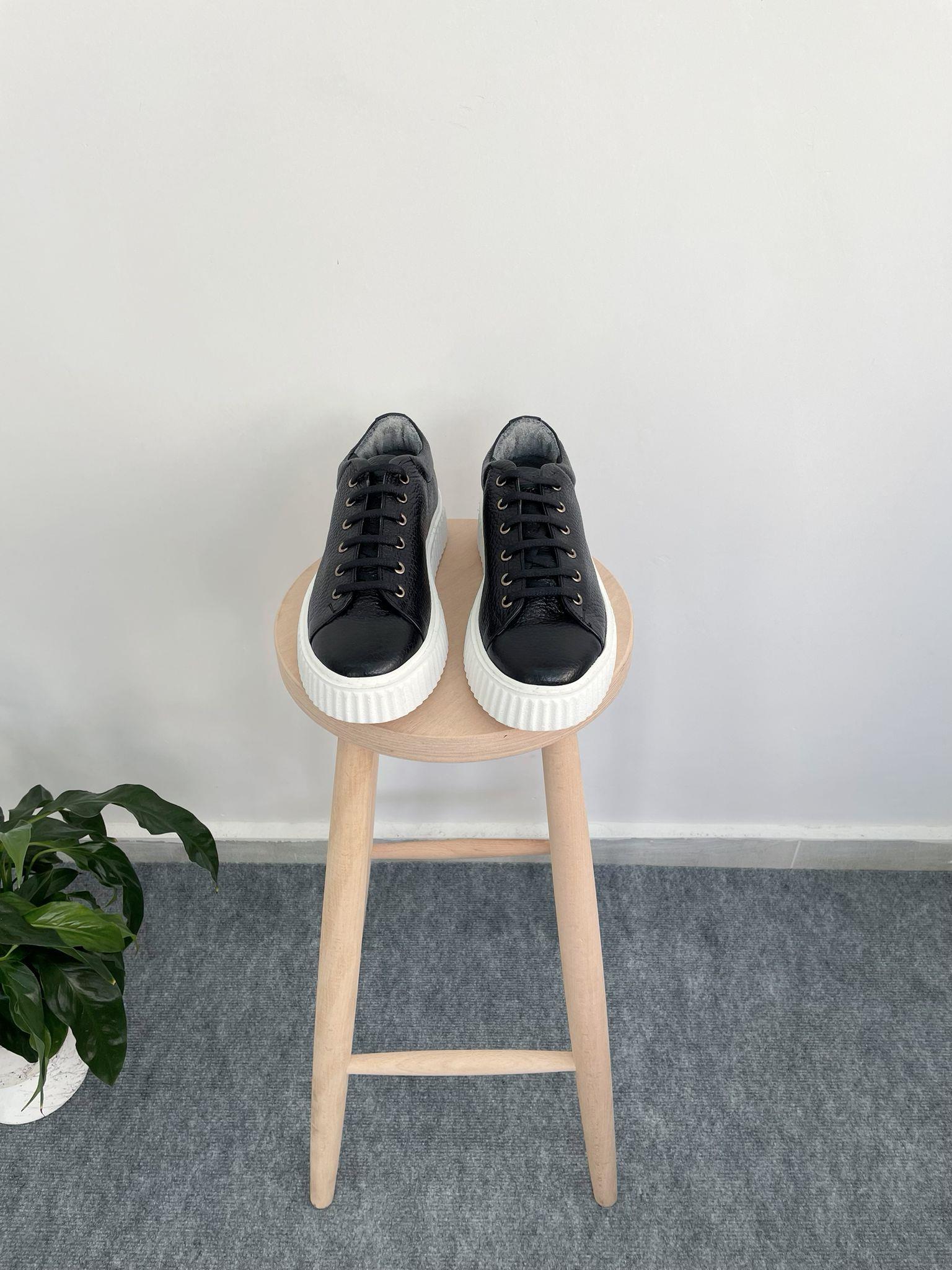 Erkek Deri Sneaker Ayakkabı Siyah