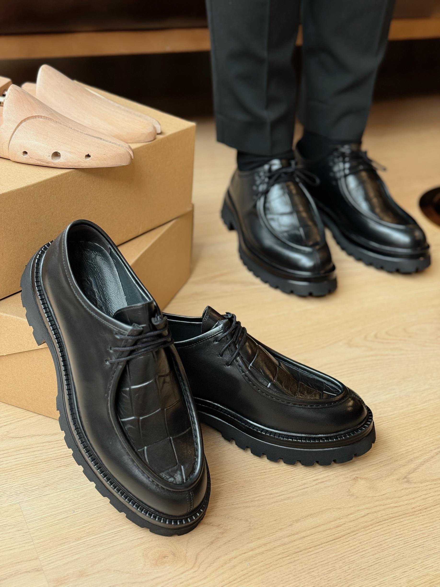 HAKİKİ DERİ İÇİ DIŞI AGAH MODEL KROK SİYAH CASUAL AYAKKABI
