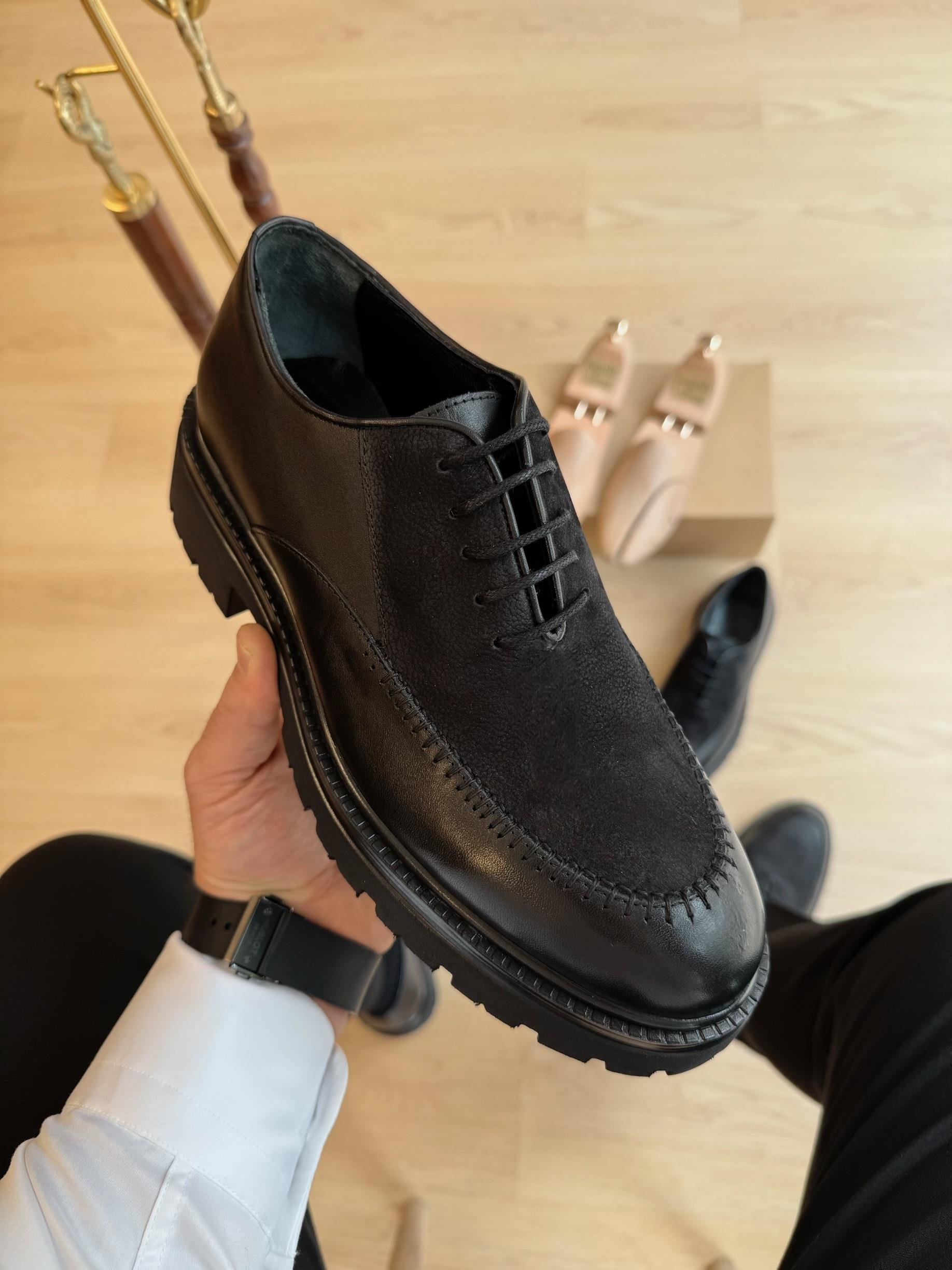 HAKİKİ DERİ İÇİ DIŞI AGAH MODEL MACRO SİYAH CASUAL AYAKKABI