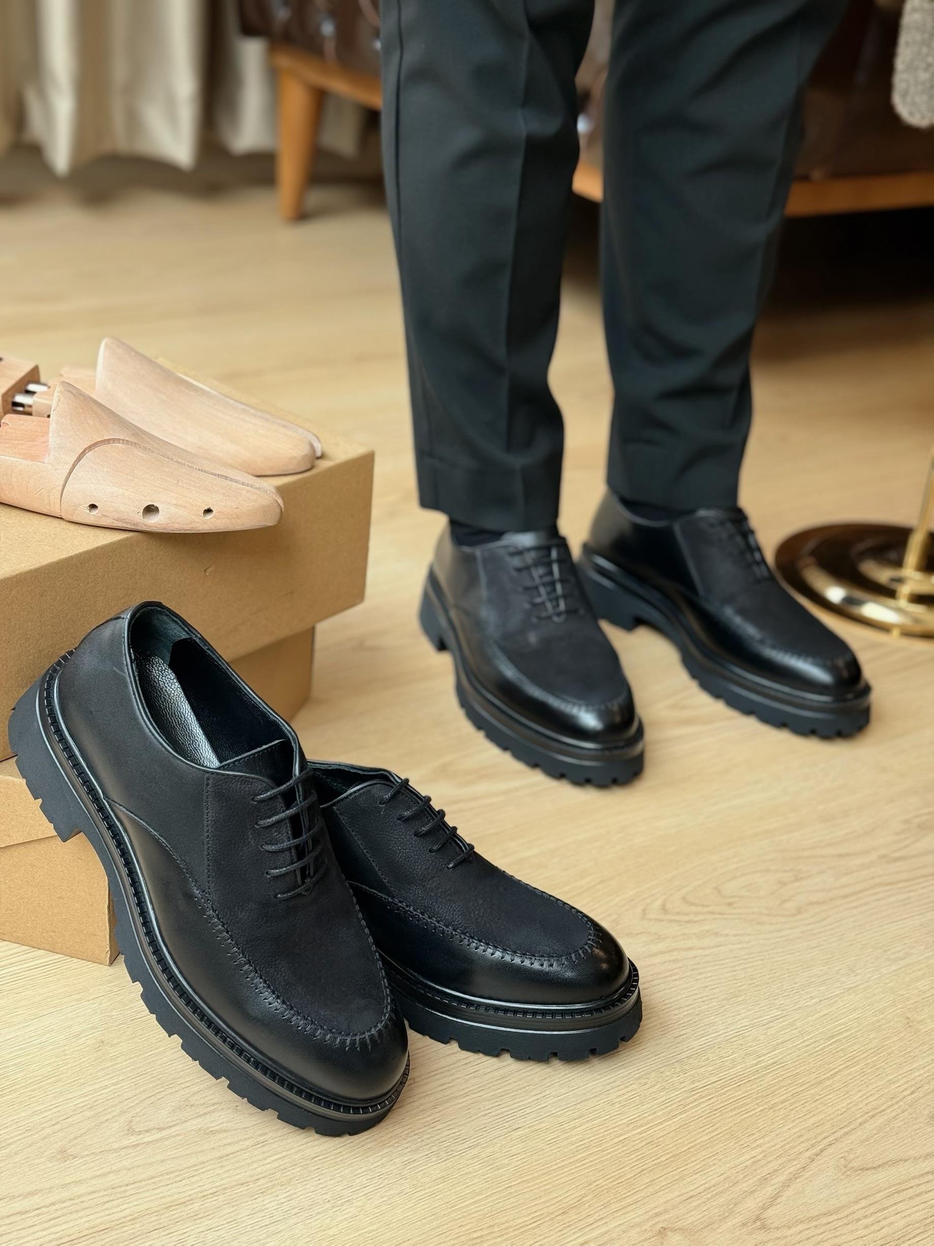 HAKİKİ DERİ İÇİ DIŞI AGAH MODEL MACRO SİYAH CASUAL AYAKKABI