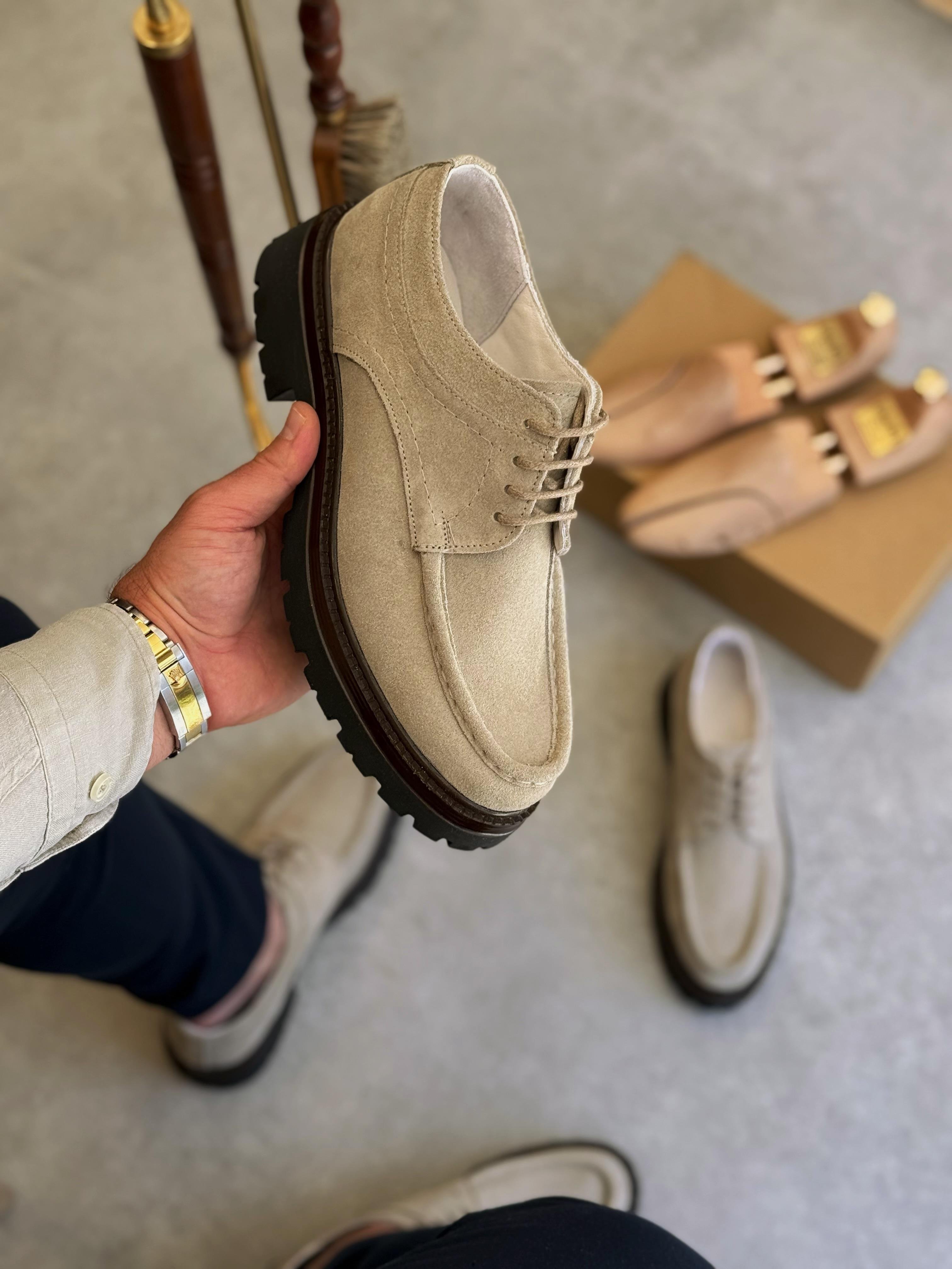 HAKİKİ DERİ İÇİ DIŞI AGAH MODEL MAX BEJ CASUAL  AYAKKABI