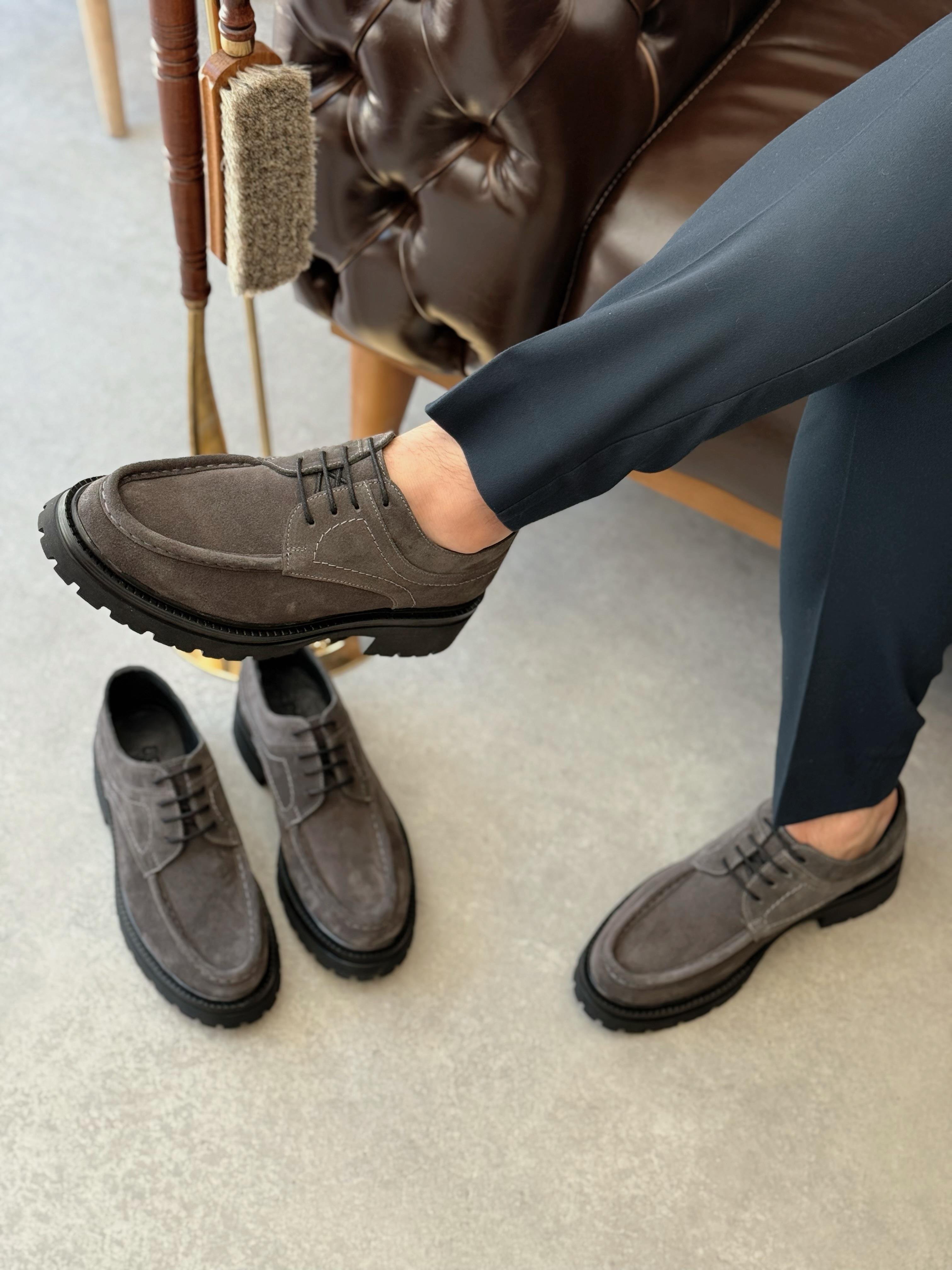 HAKİKİ DERİ İÇİ DIŞI AGAH MODEL MAX GRİ CASUAL  AYAKKABI