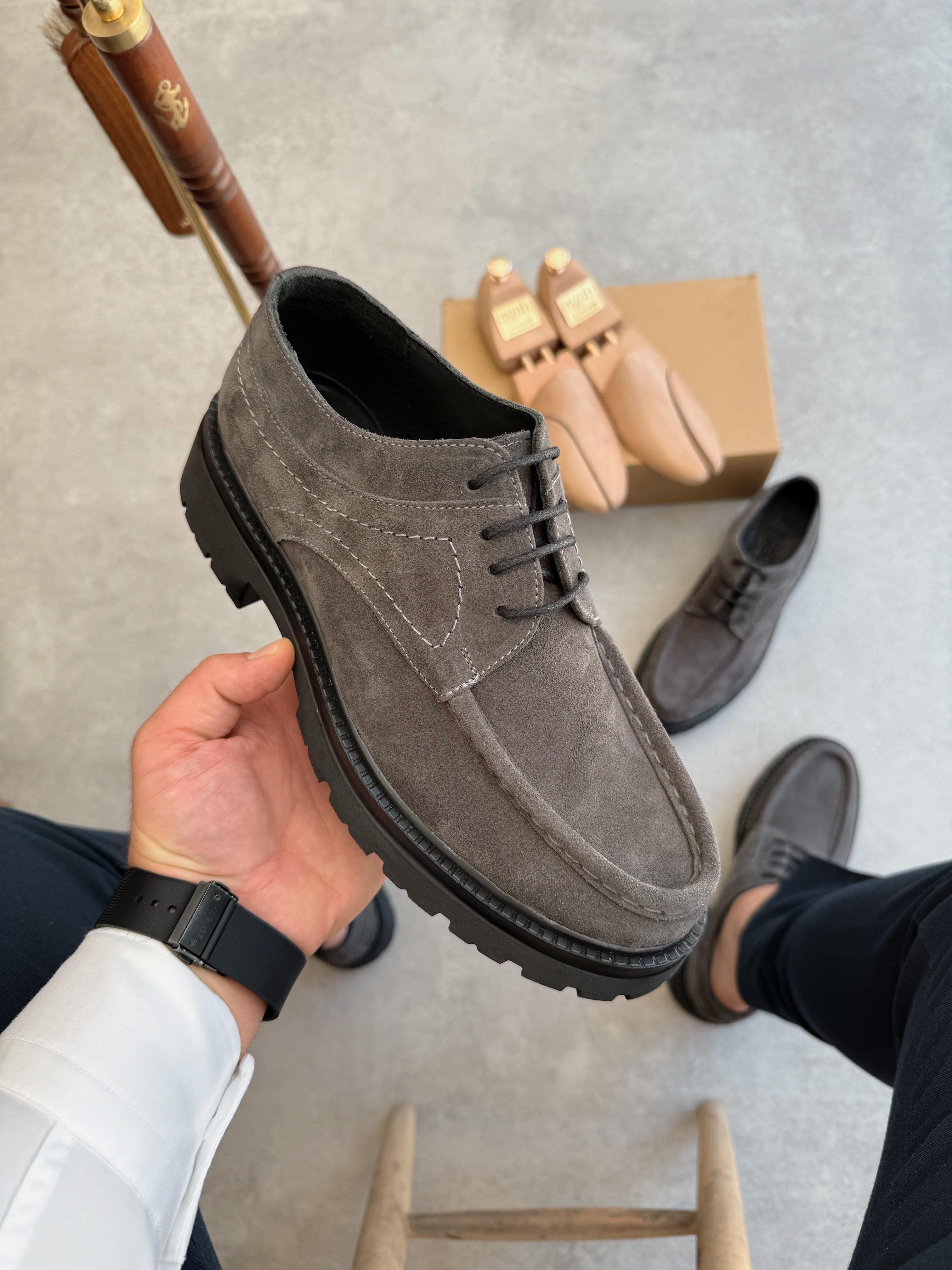 HAKİKİ DERİ İÇİ DIŞI AGAH MODEL MAX GRİ CASUAL  AYAKKABI