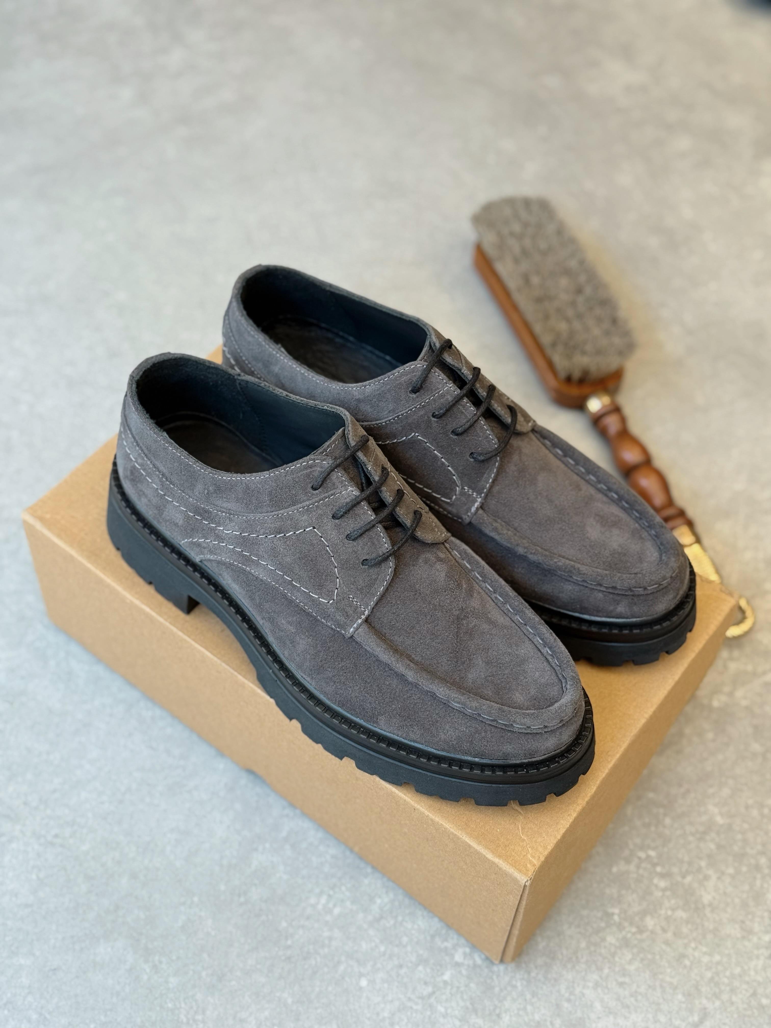 HAKİKİ DERİ İÇİ DIŞI AGAH MODEL MAX GRİ CASUAL  AYAKKABI