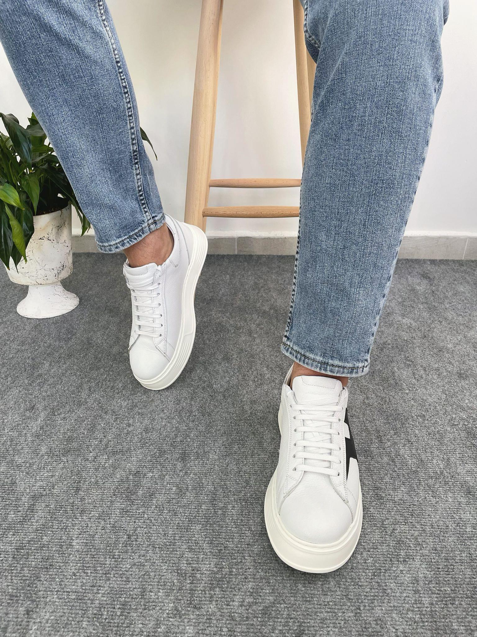 HAKİKİ DERİ YÜKSEK TABAN SNEAKER BEYAZ