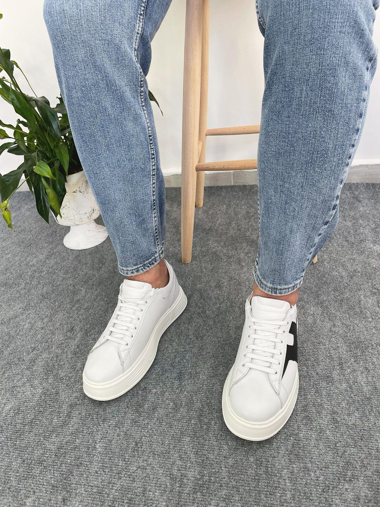 HAKİKİ DERİ YÜKSEK TABAN SNEAKER BEYAZ