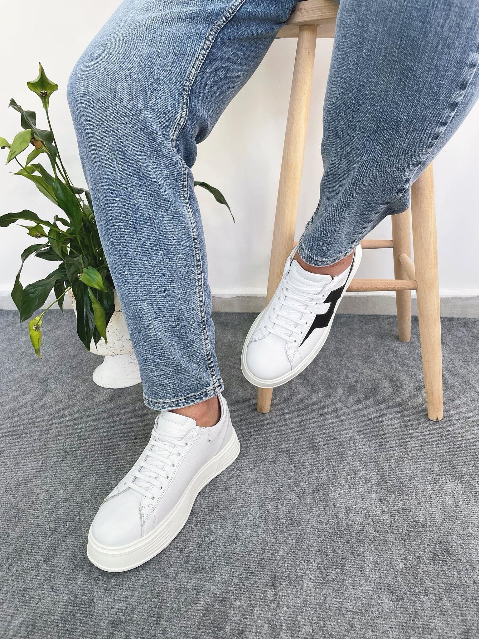 HAKİKİ DERİ YÜKSEK TABAN SNEAKER BEYAZ