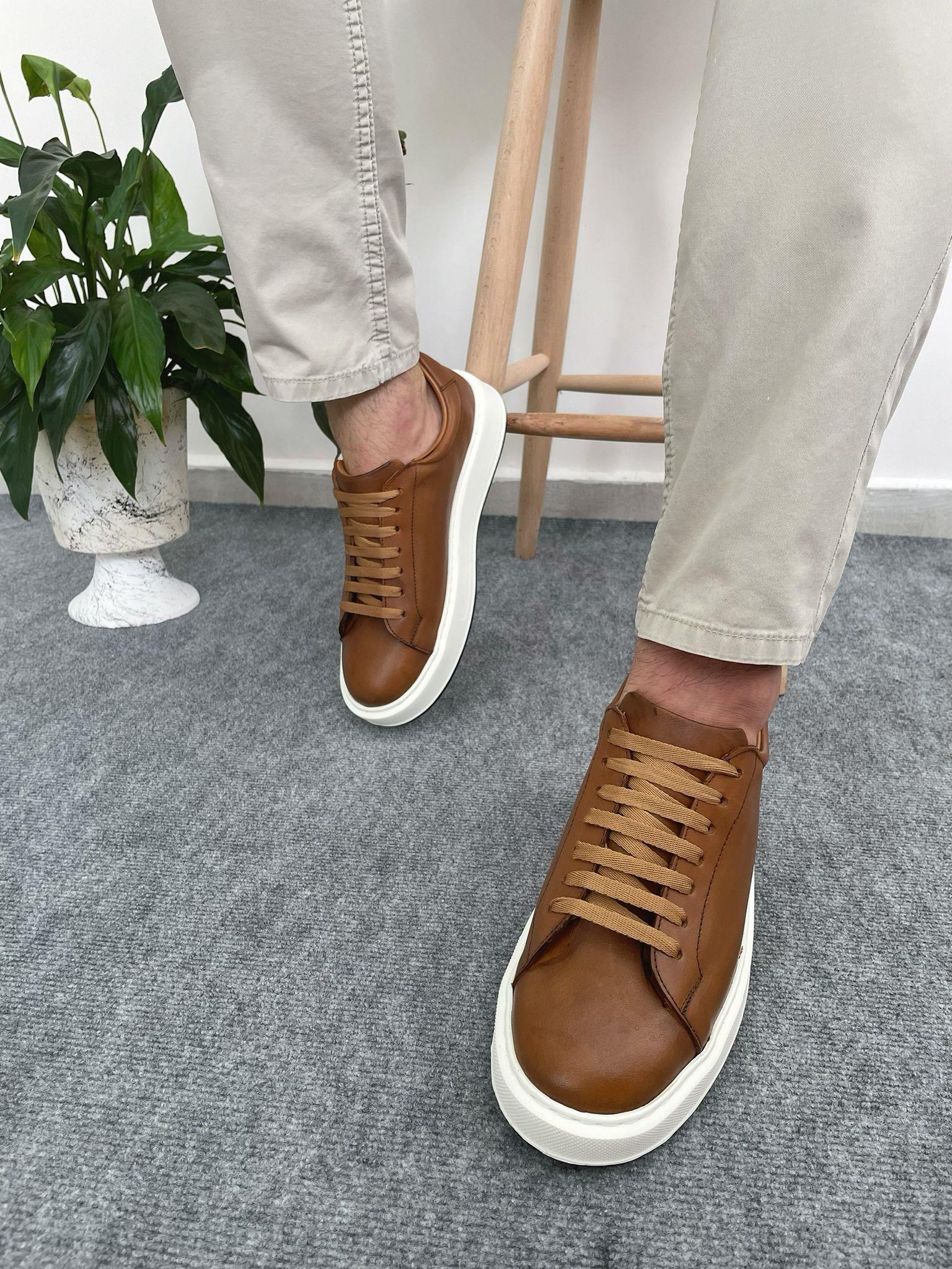 Taba Günlük Rahat Hakiki Deri Erkek Sneaker Ayakkabı