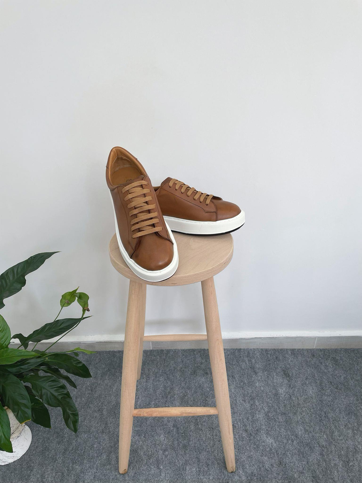Taba Günlük Rahat Hakiki Deri Erkek Sneaker Ayakkabı