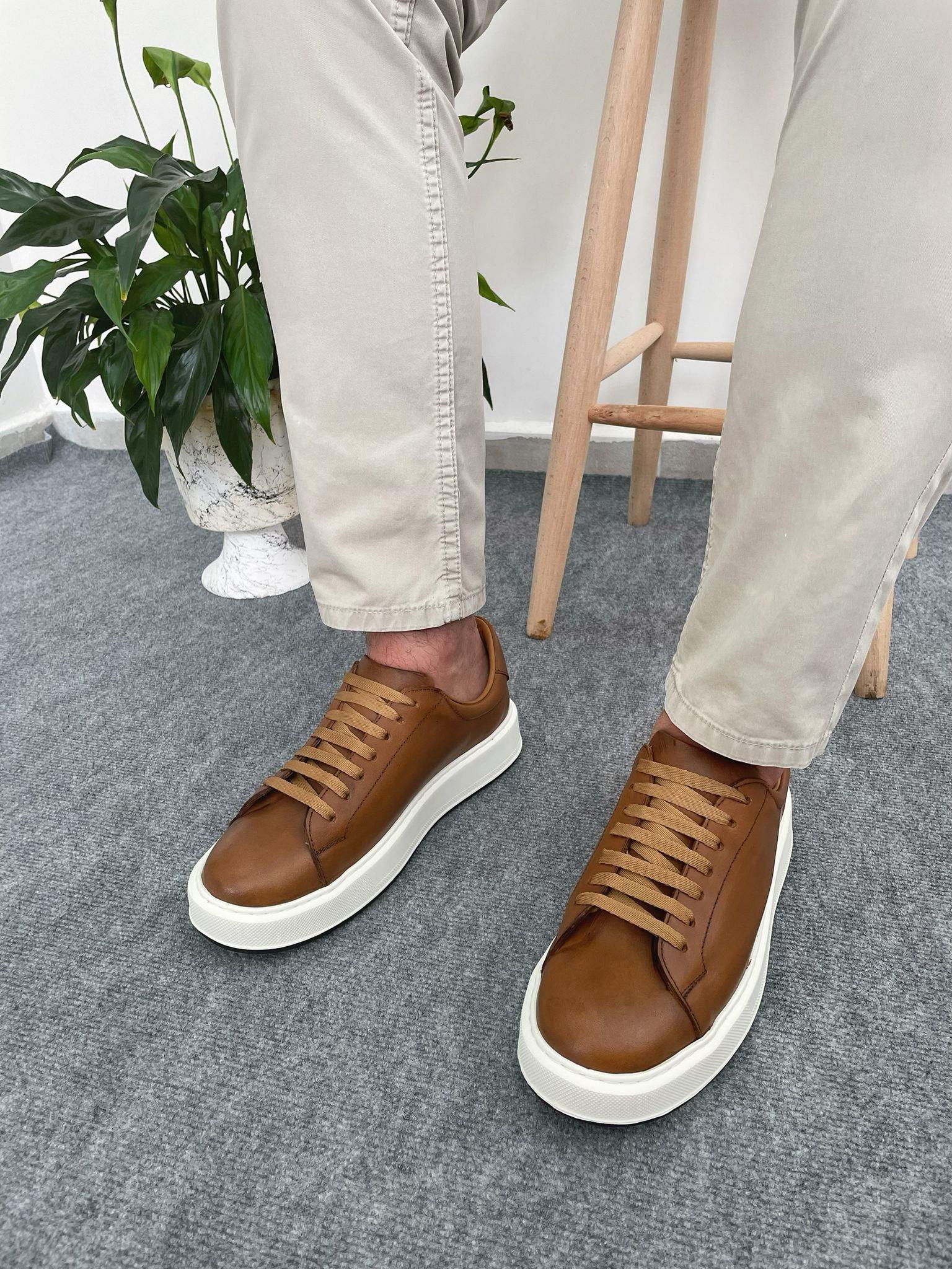 Taba Günlük Rahat Hakiki Deri Erkek Sneaker Ayakkabı