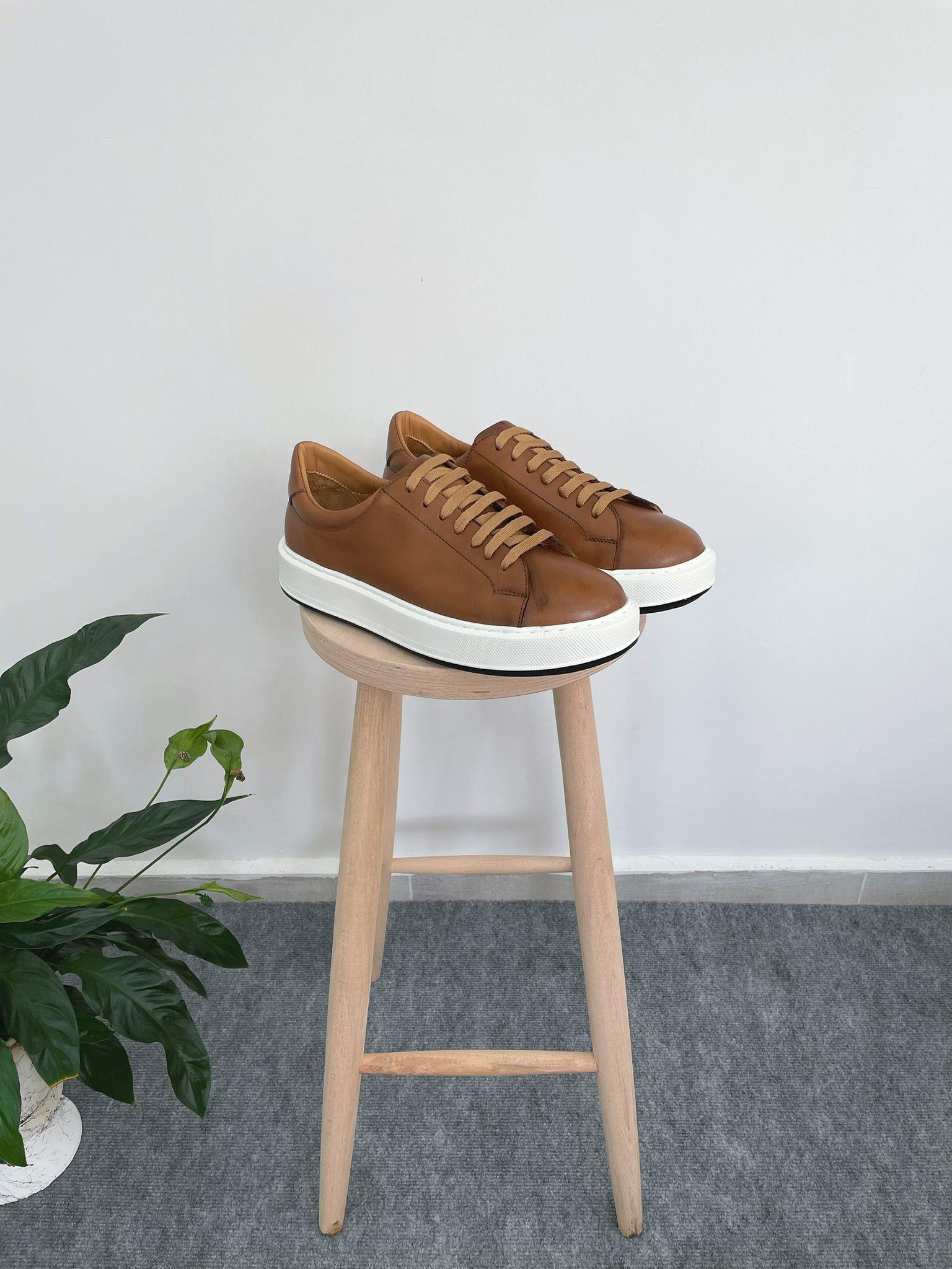 Taba Günlük Rahat Hakiki Deri Erkek Sneaker Ayakkabı