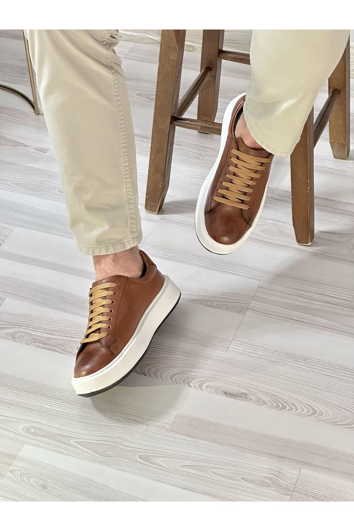 Taba Günlük Rahat Hakiki Deri Erkek Sneaker Ayakkabı