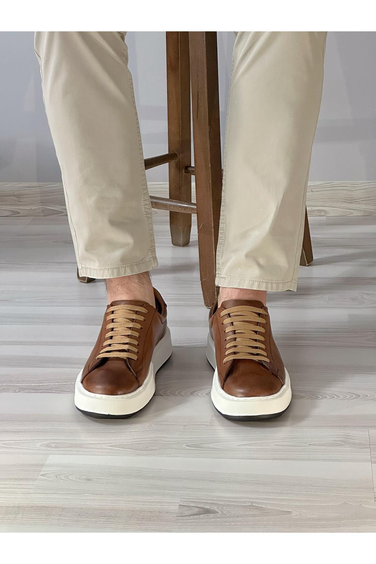 Taba Günlük Rahat Hakiki Deri Erkek Sneaker Ayakkabı