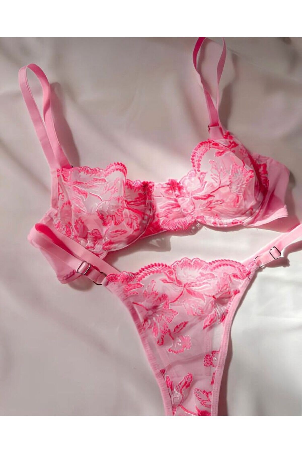 Cindy Pembe Kadın Tangalı Bralet Takım