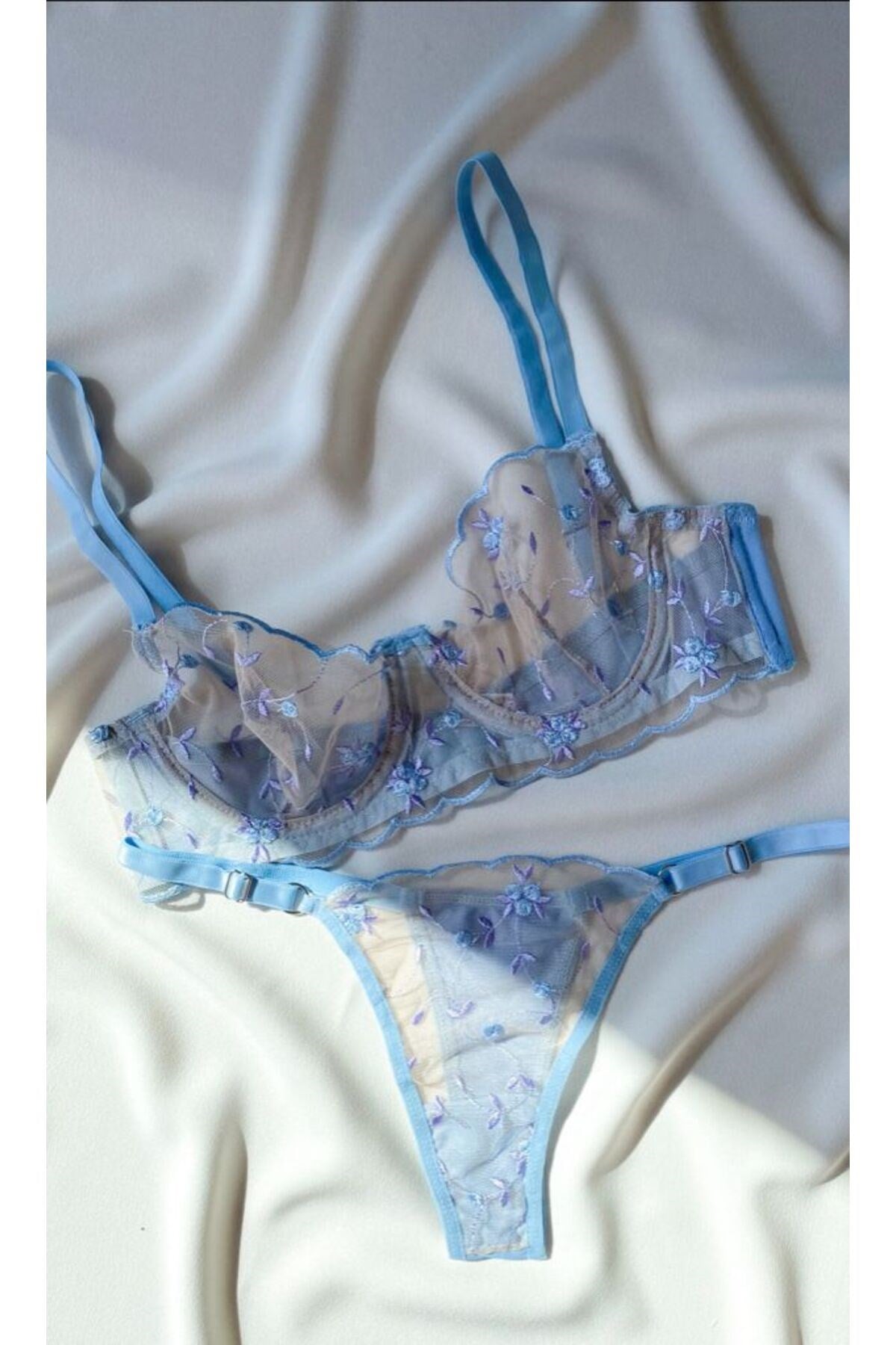 Flora Buz Mavisi Kadın Bralet Takım