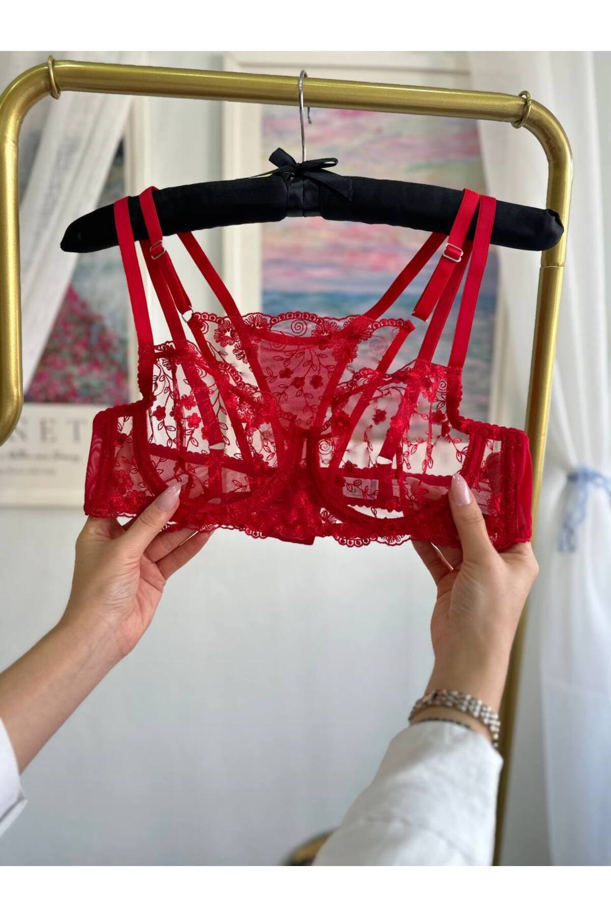 Galadriel Kırmızı Kadın Bralet Tanga Takım