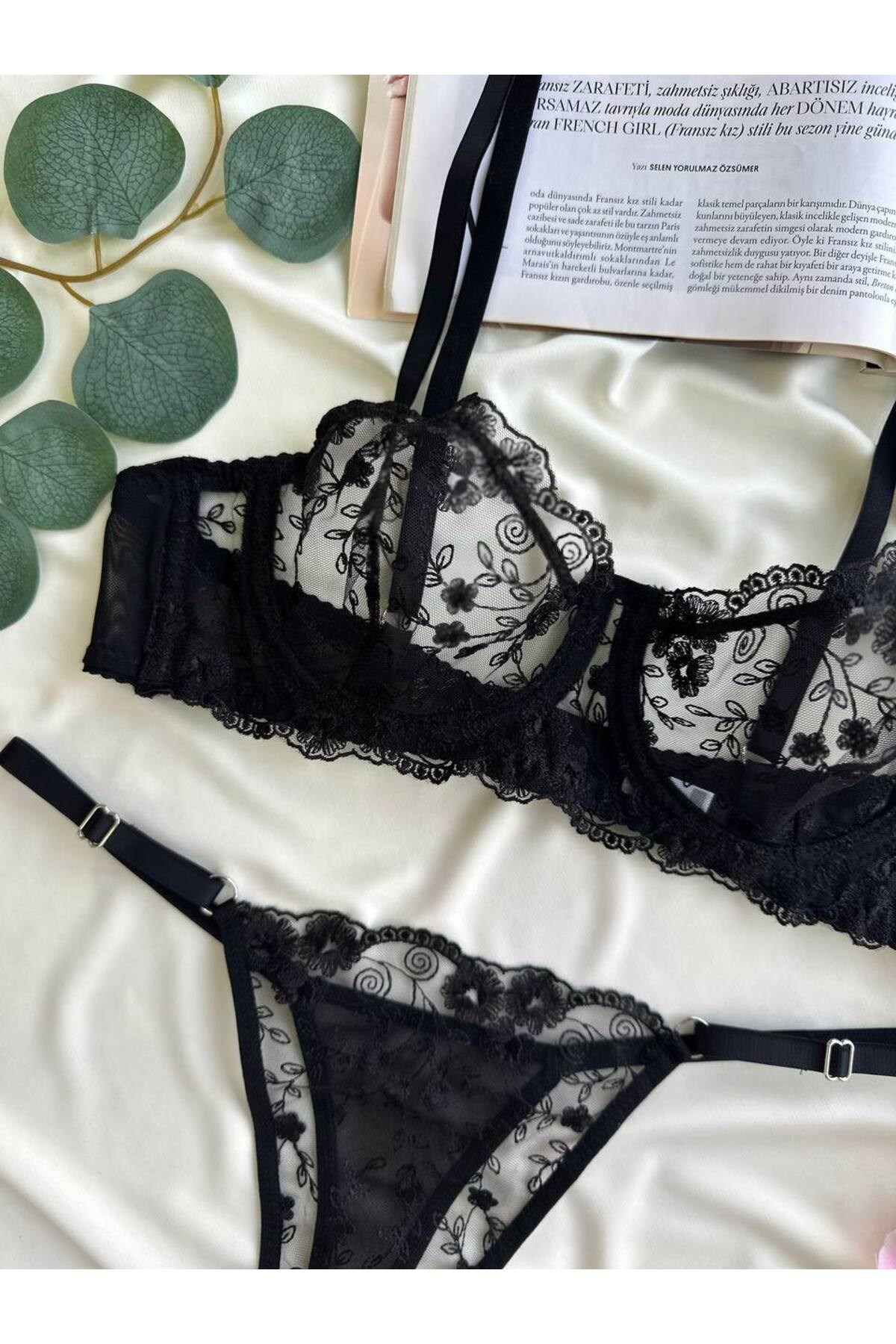Galadriel Siyah Kadın Bralet Tanga Takım