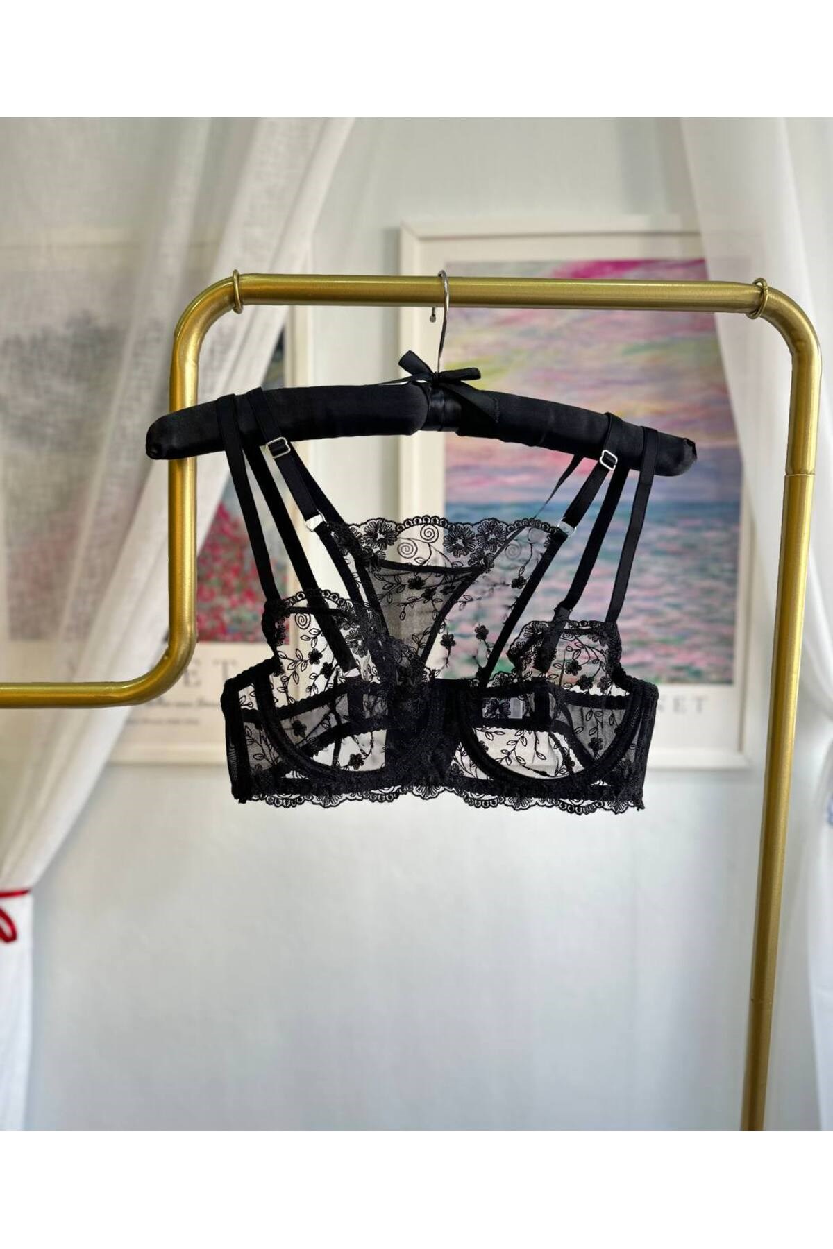 Galadriel Siyah Kadın Bralet Tanga Takım