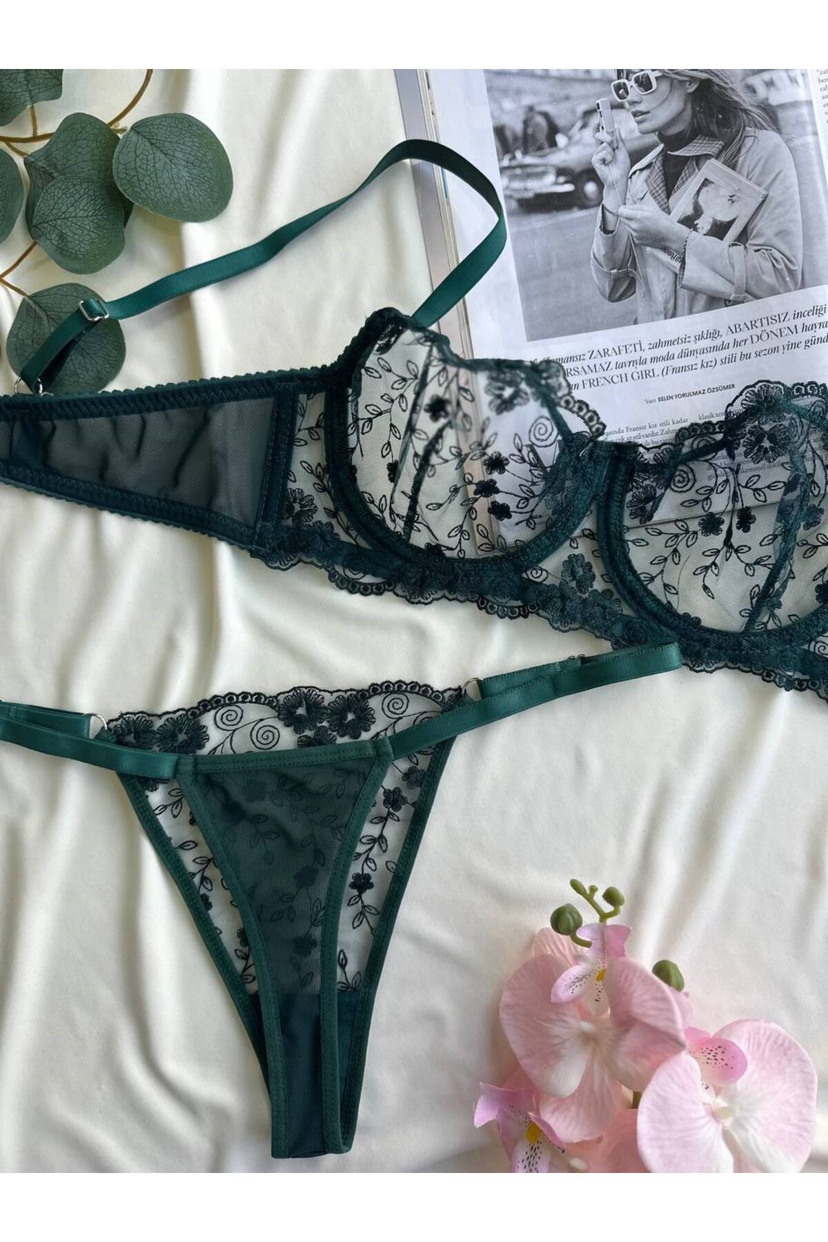 Galadriel Yeşil Kadın Bralet Tanga Takım