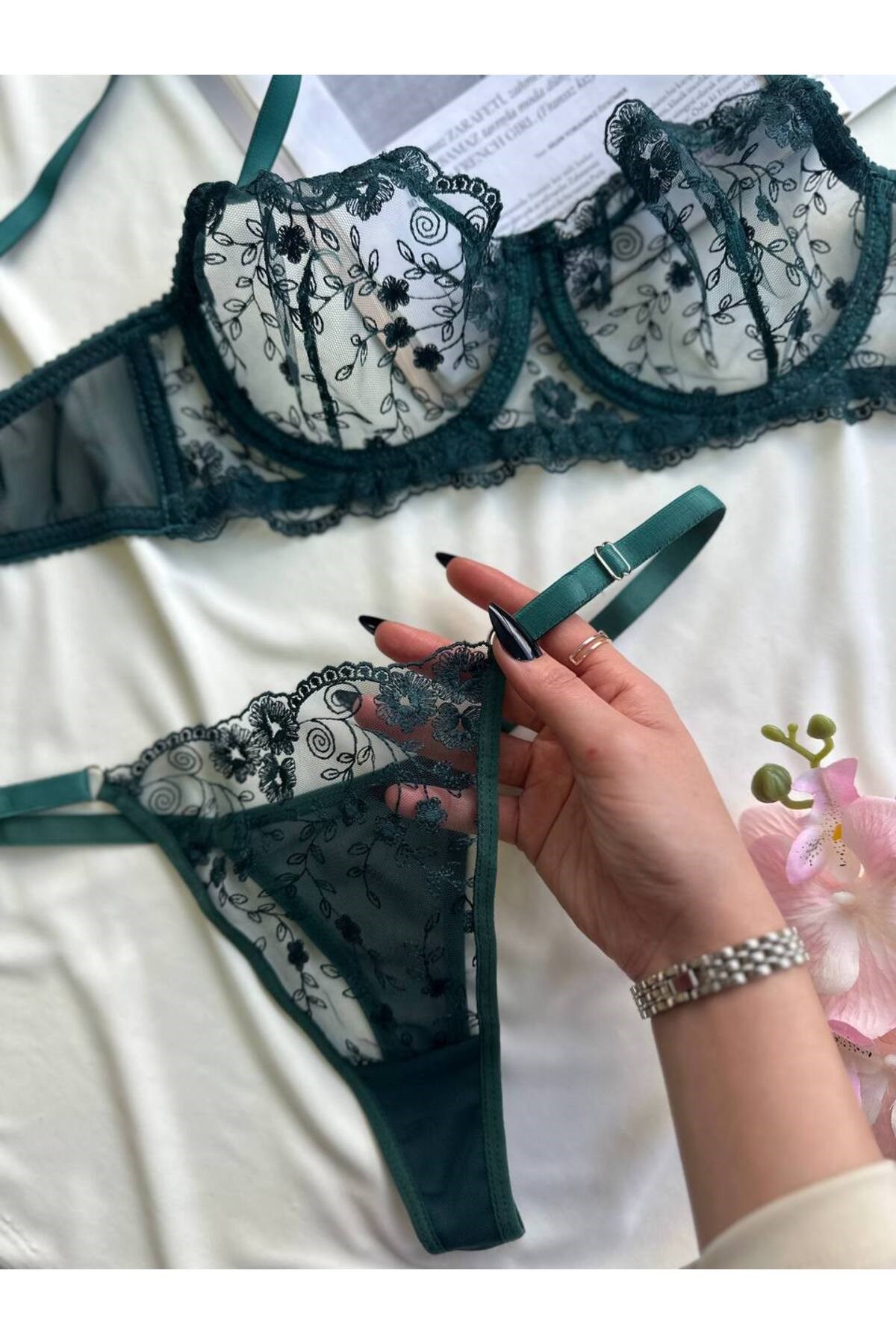 Galadriel Yeşil Kadın Bralet Tanga Takım