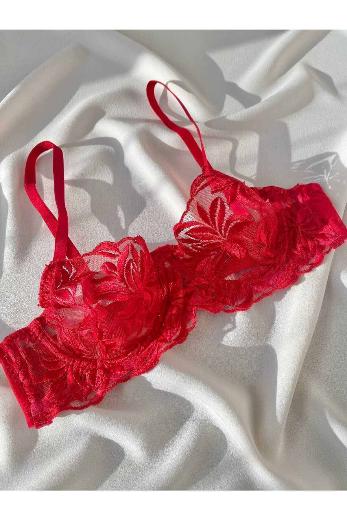 Mona Kadın Kırmızı Bralet Takım