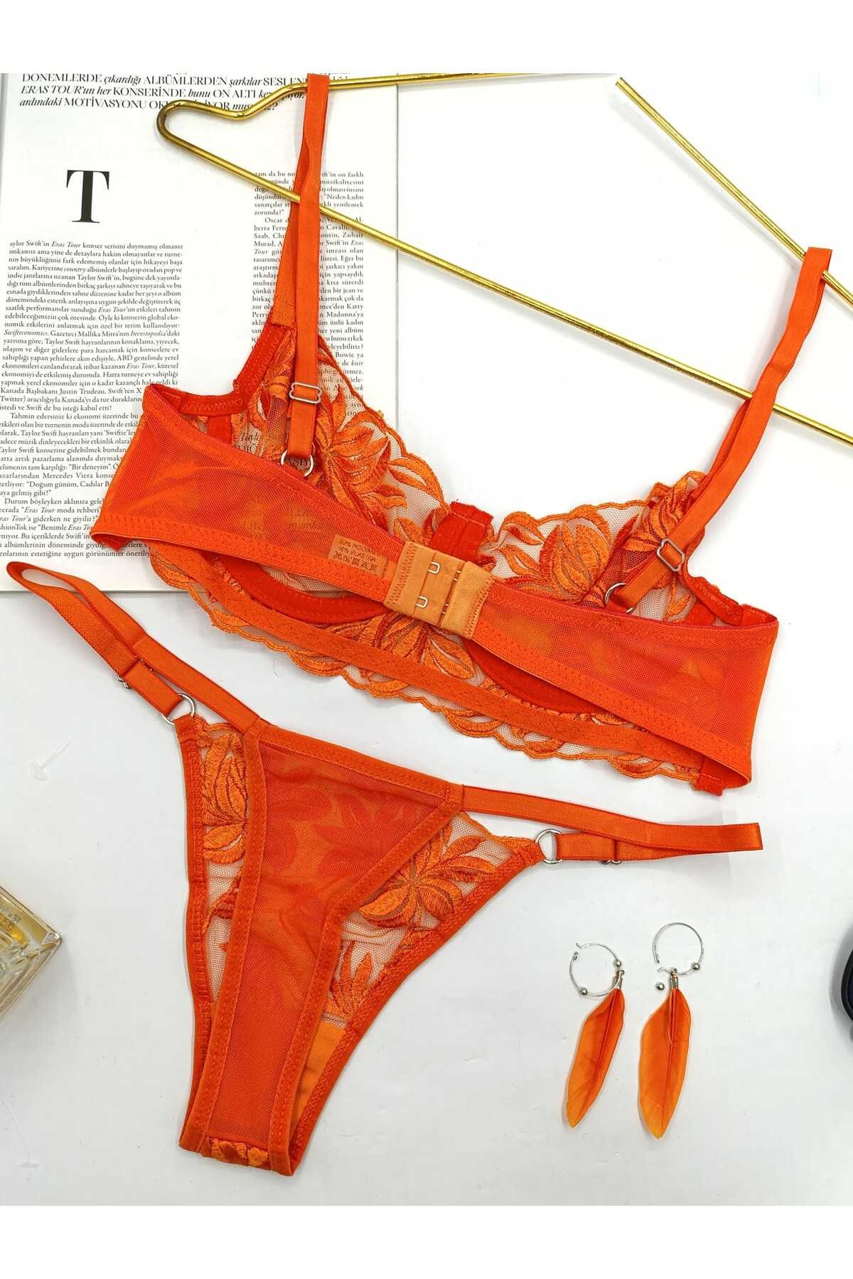 Mona Turuncu Kadın Bralet İç Çamaşır Takım