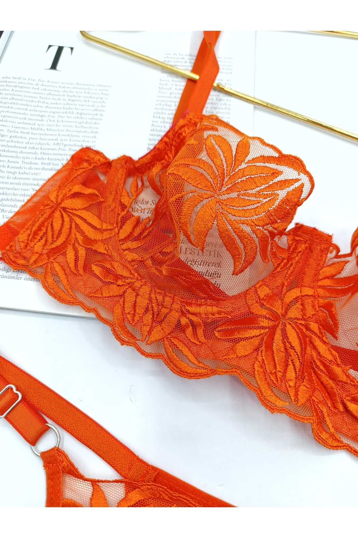 Mona Turuncu Kadın Bralet İç Çamaşır Takım